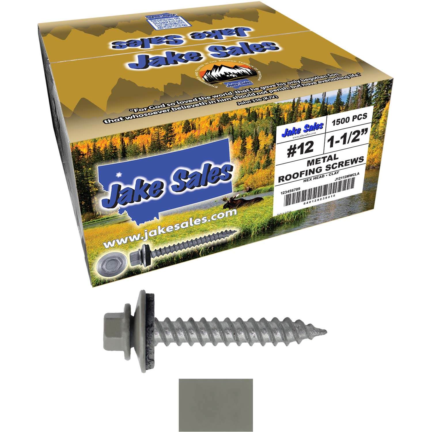 #12 x 1-1/2"  RE-GRIP METAL ROOFING SCREWS - Hex Washer Head - Self starting/self tapping - EPDM washer. Colored head. - Image 65
