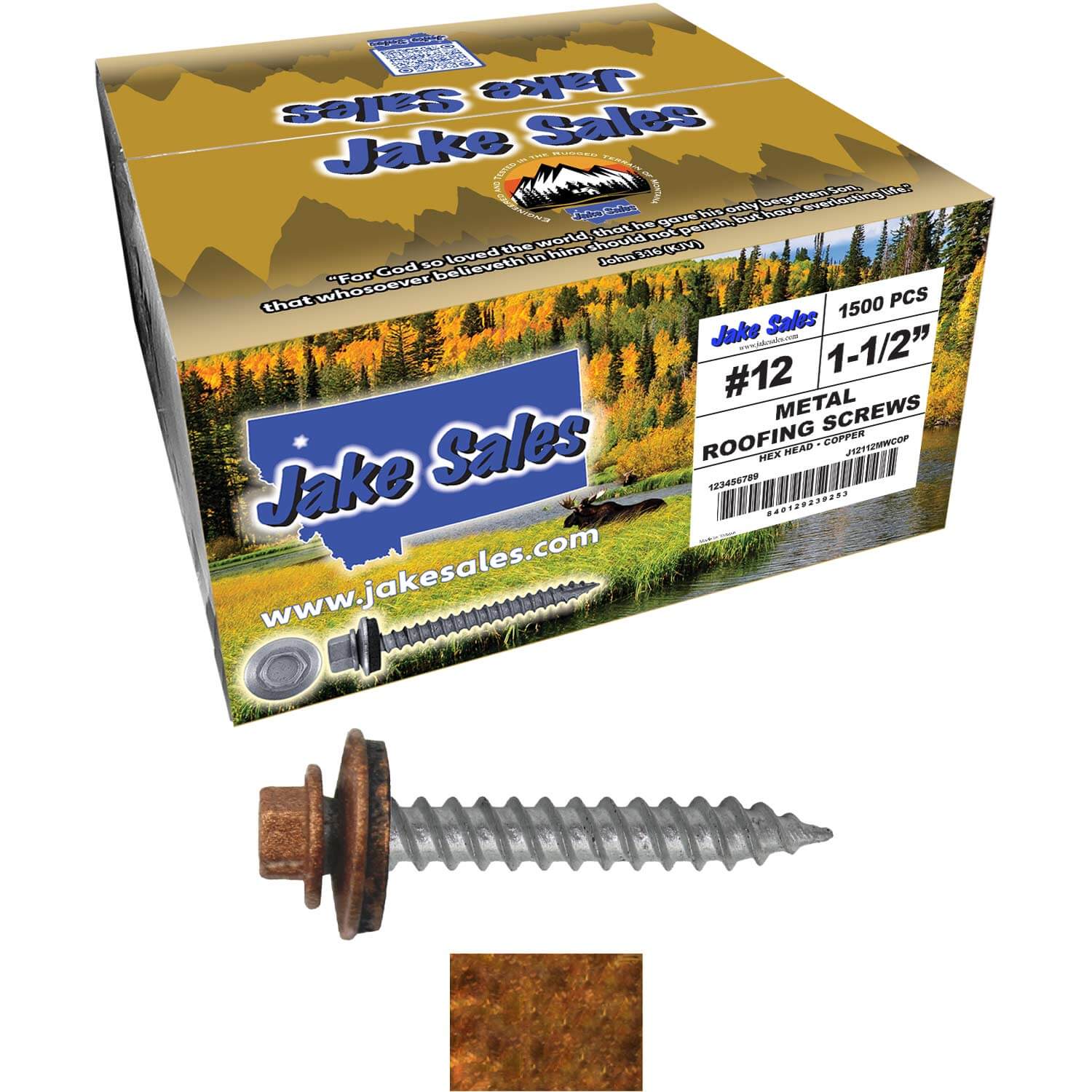 #12 x 1-1/2"  RE-GRIP METAL ROOFING SCREWS - Hex Washer Head - Self starting/self tapping - EPDM washer. Colored head. - Image 69