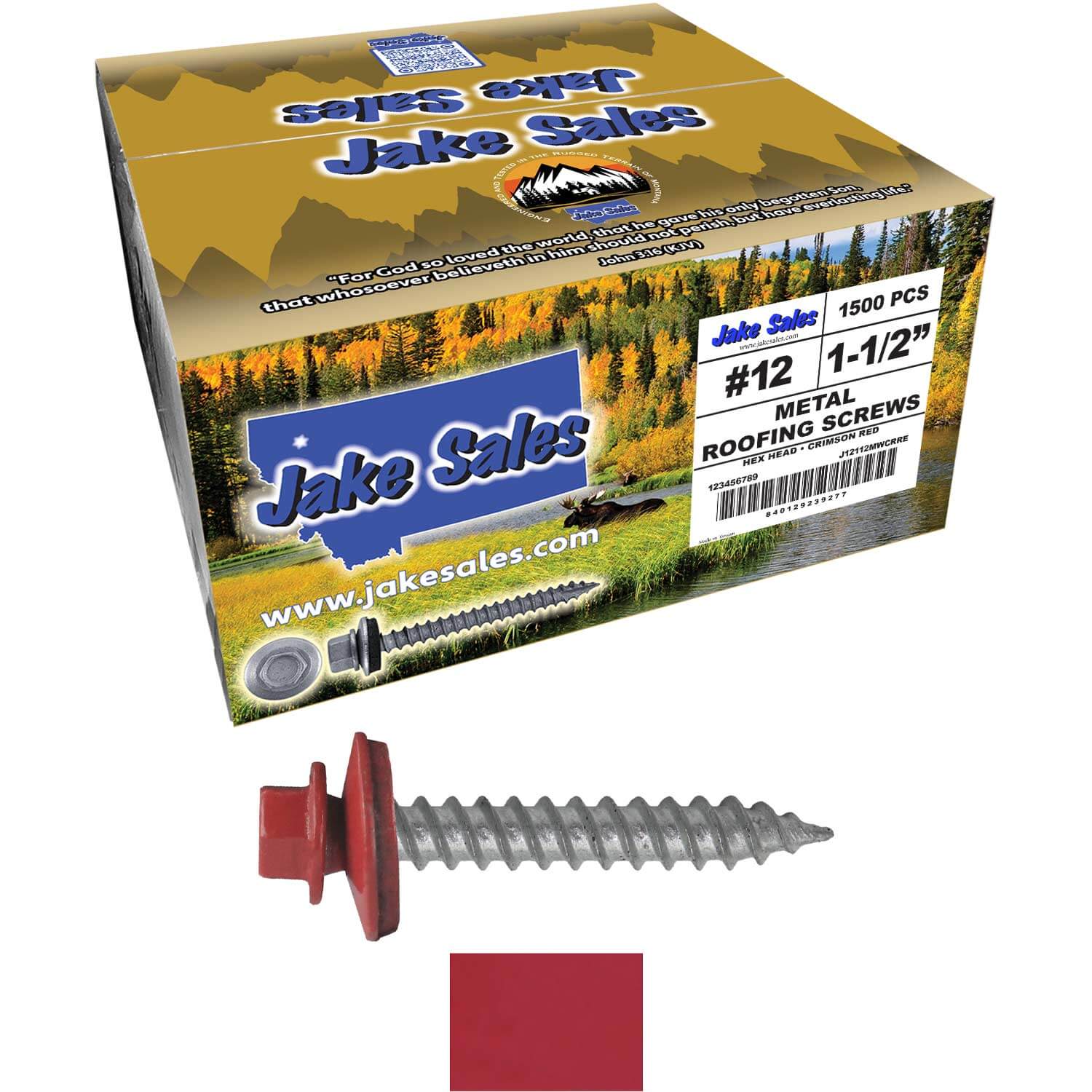 #12 x 1-1/2"  RE-GRIP METAL ROOFING SCREWS - Hex Washer Head - Self starting/self tapping - EPDM washer. Colored head. - Image 70