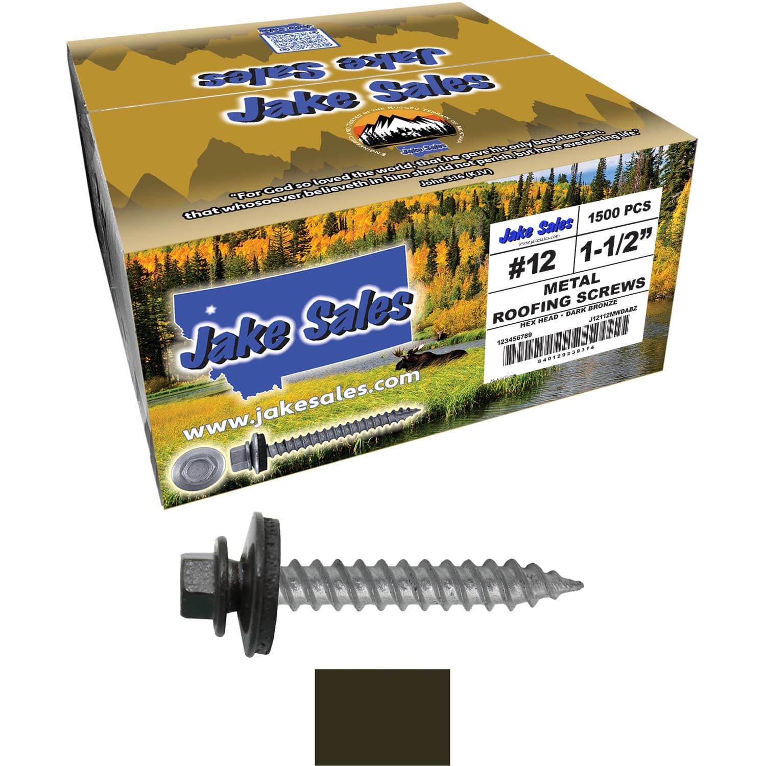 #12 x 1-1/2"  RE-GRIP METAL ROOFING SCREWS - Hex Washer Head - Self starting/self tapping - EPDM washer. Colored head. - Image 74