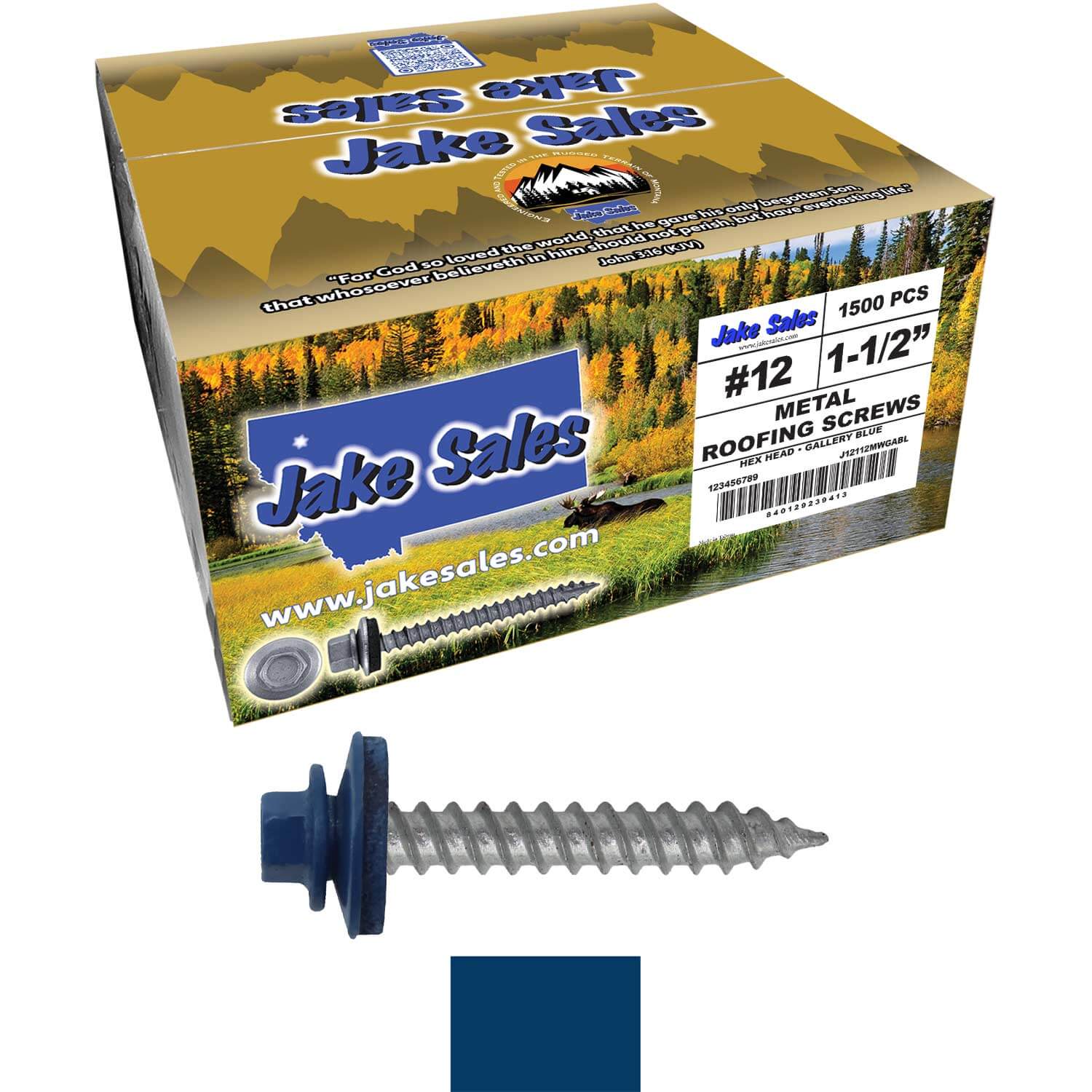#12 x 1-1/2"  RE-GRIP METAL ROOFING SCREWS - Hex Washer Head - Self starting/self tapping - EPDM washer. Colored head. - Image 85
