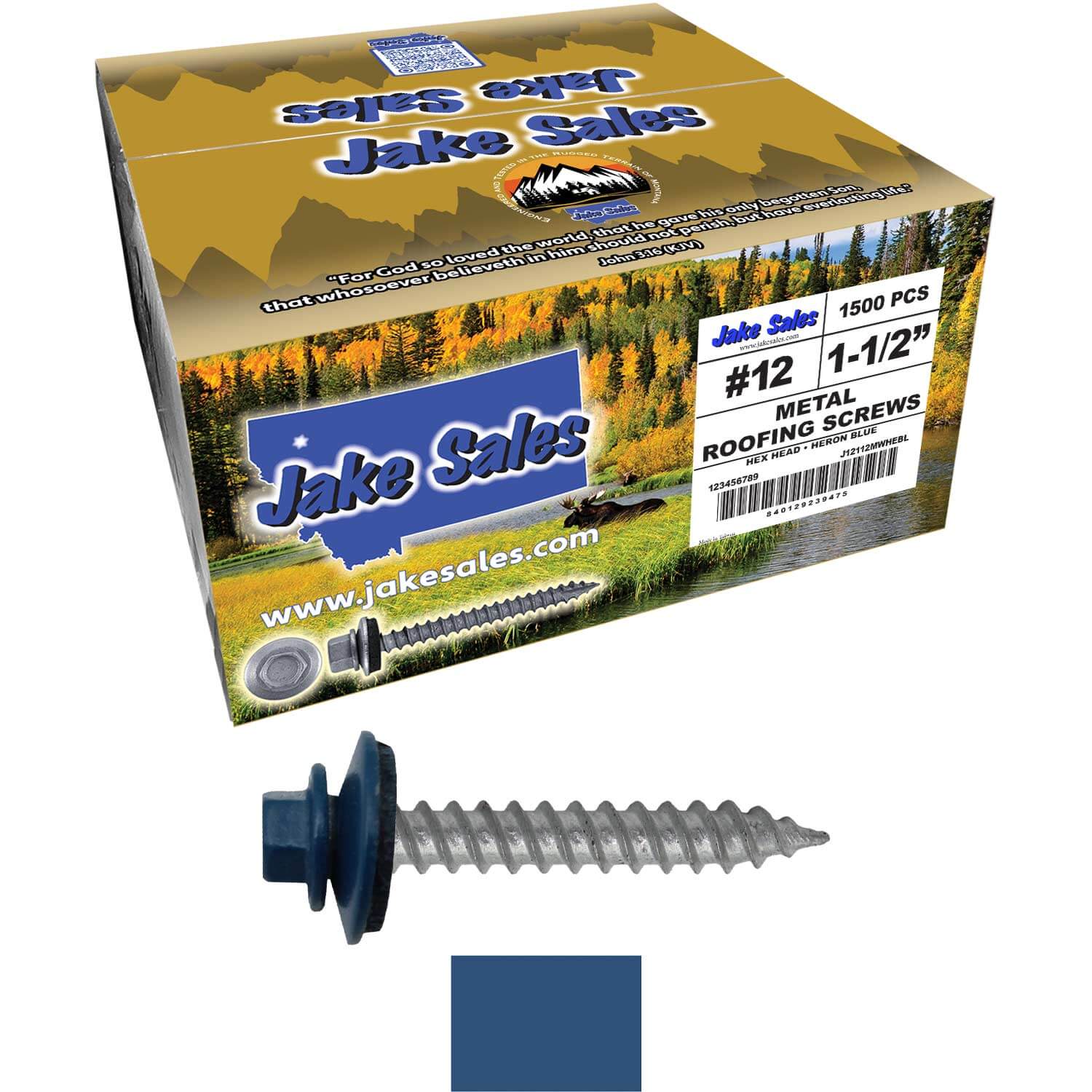 #12 x 1-1/2"  RE-GRIP METAL ROOFING SCREWS - Hex Washer Head - Self starting/self tapping - EPDM washer. Colored head. - Image 90