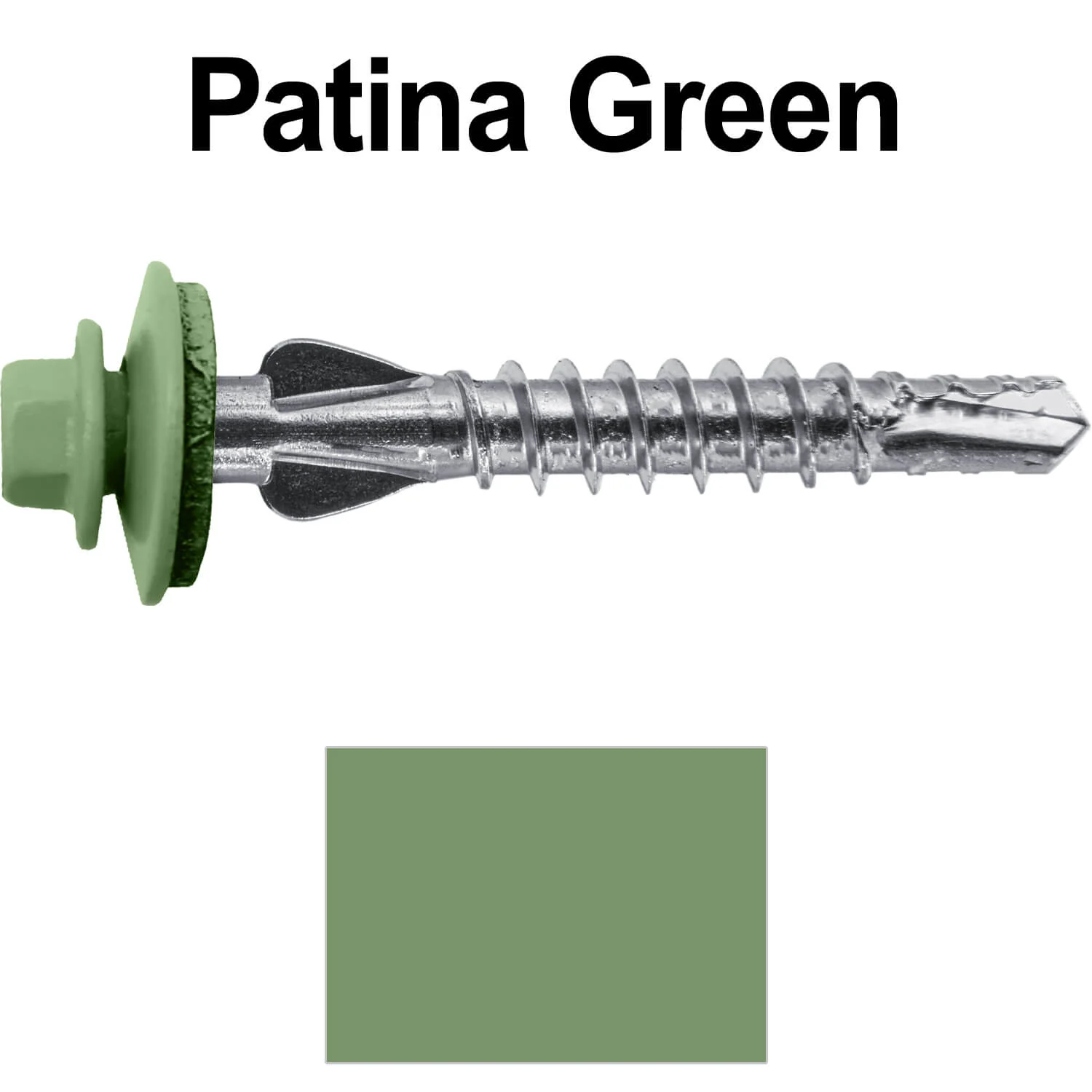 12 X 1-1/2" PFP STAINLESS STEEL Fastener - 1/4" Washer Hex Head - #3 Drill Point Tip -  For Polycarbonite, Fiberglass and PVC sheeting. Colored head. - Image 106