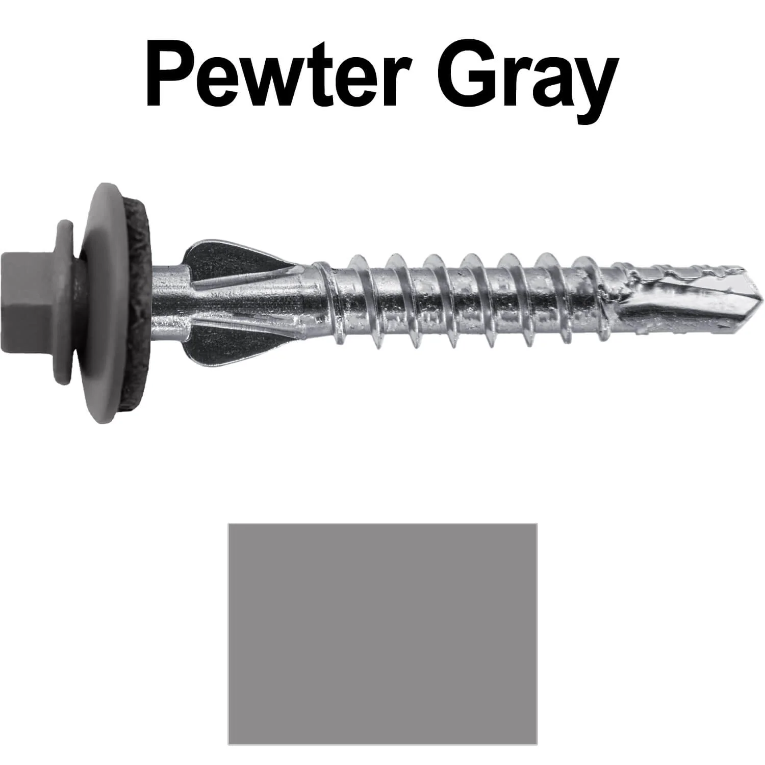 12 X 1-1/2" PFP STAINLESS STEEL Fastener - 1/4" Washer Hex Head - #3 Drill Point Tip -  For Polycarbonite, Fiberglass and PVC sheeting. Colored head. - Image 108