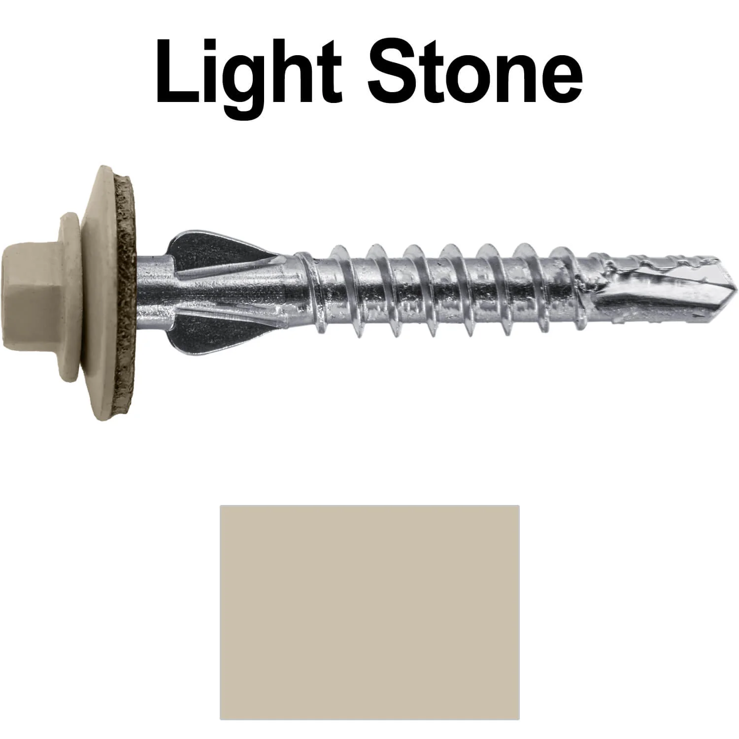 12 X 1-1/2" PFP STAINLESS STEEL Fastener - 1/4" Washer Hex Head - #3 Drill Point Tip -  For Polycarbonite, Fiberglass and PVC sheeting. Colored head. - Image 19