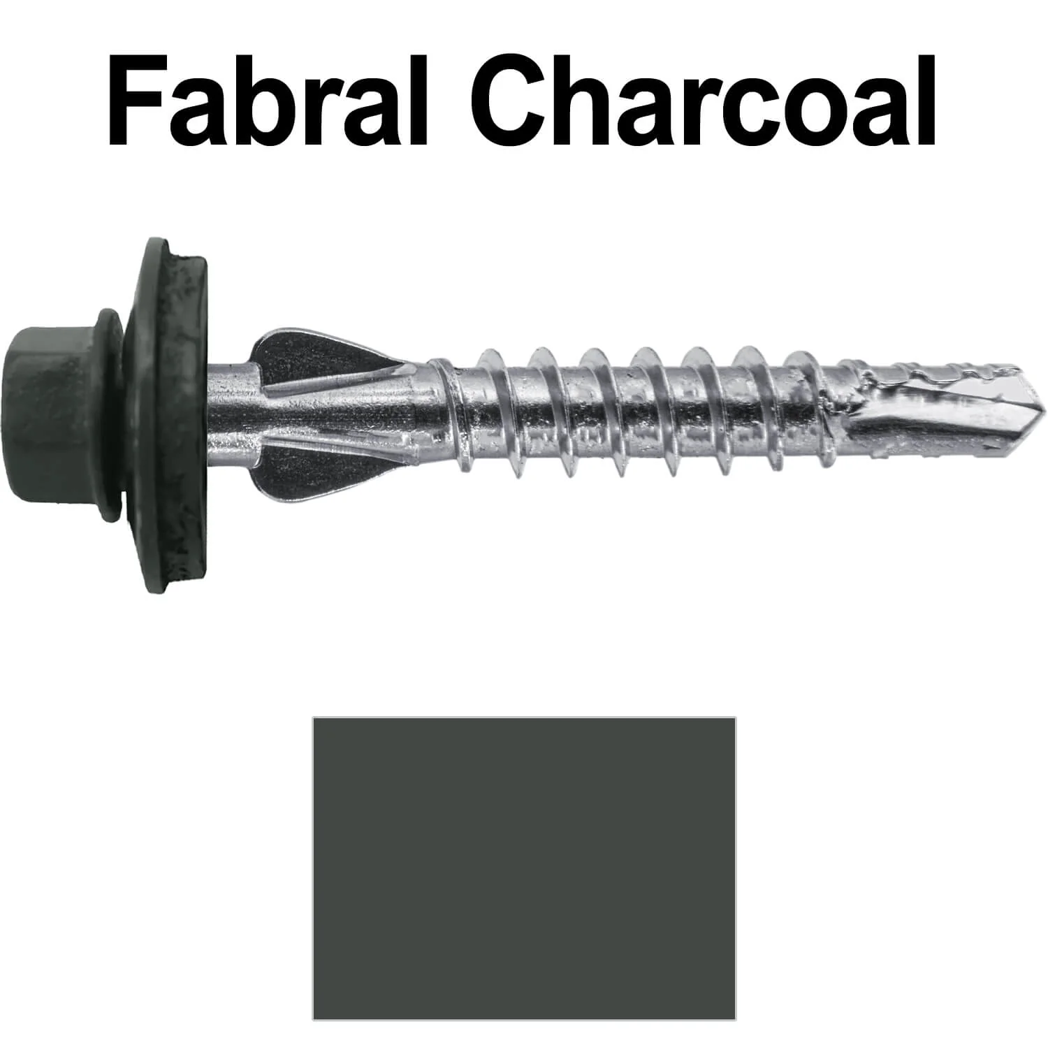 12 X 1-1/2" PFP STAINLESS STEEL Fastener - 1/4" Washer Hex Head - #3 Drill Point Tip -  For Polycarbonite, Fiberglass and PVC sheeting. Colored head. - Image 25