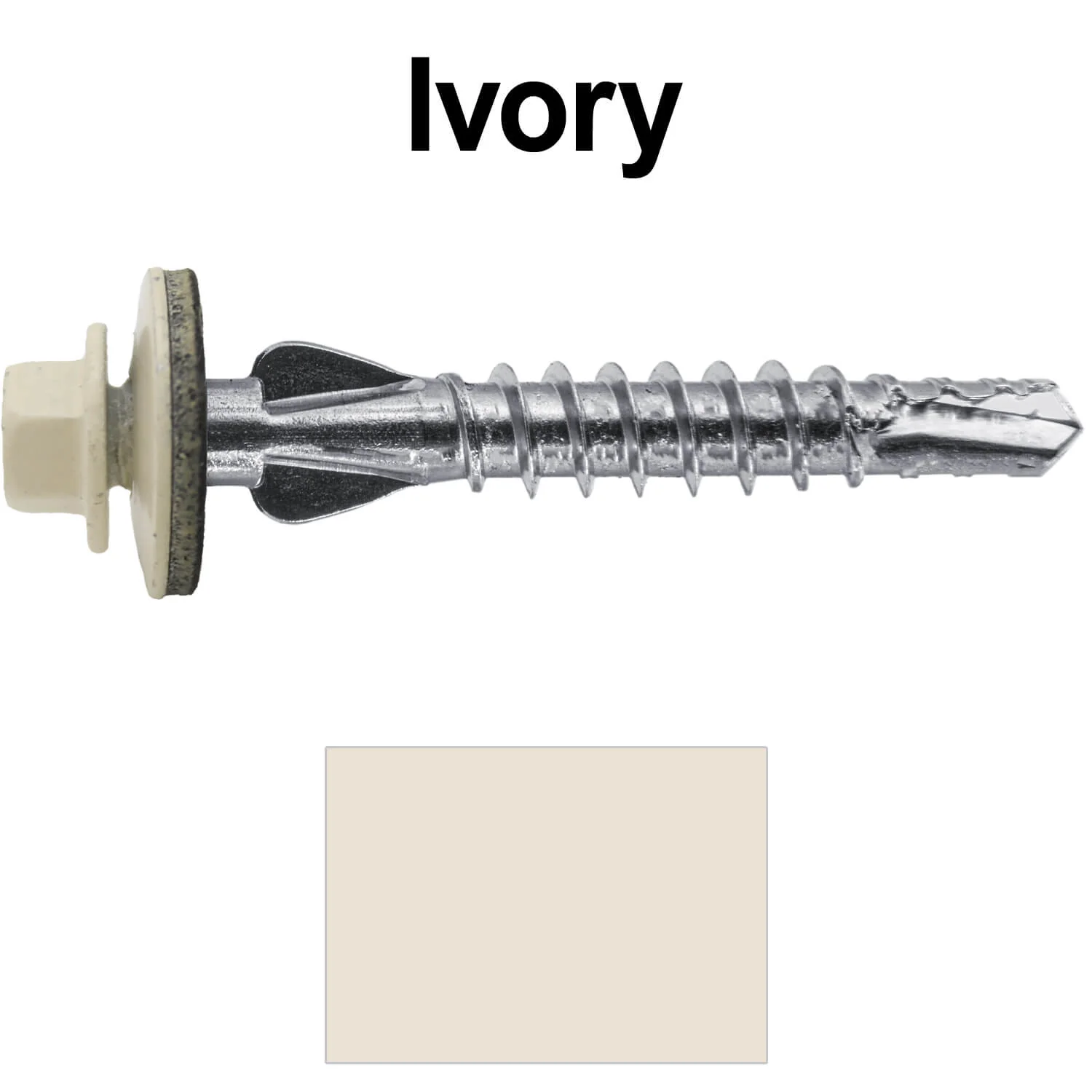12 X 1-1/2" PFP STAINLESS STEEL Fastener - 1/4" Washer Hex Head - #3 Drill Point Tip -  For Polycarbonite, Fiberglass and PVC sheeting. Colored head. - Image 28