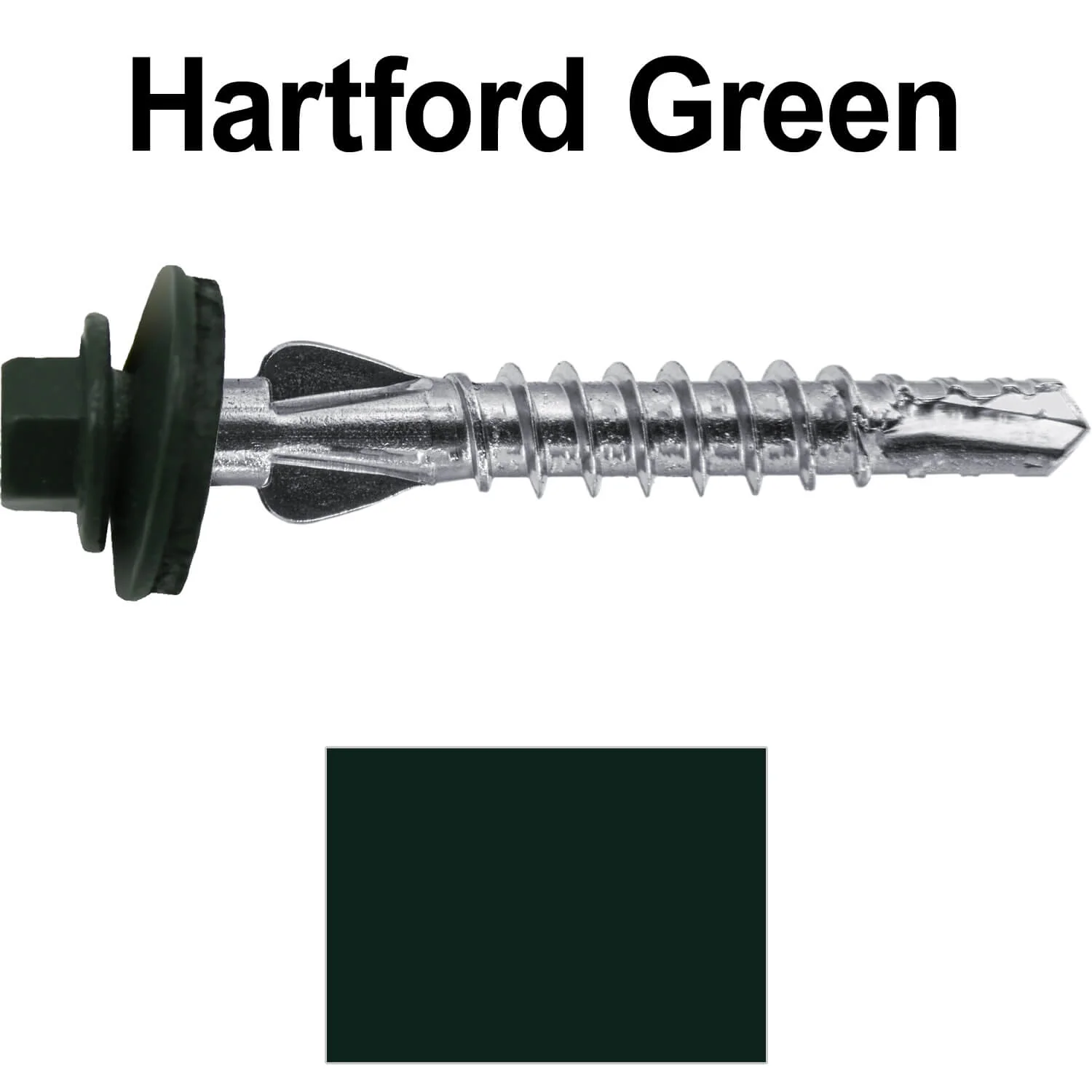12 X 1-1/2" PFP STAINLESS STEEL Fastener - 1/4" Washer Hex Head - #3 Drill Point Tip -  For Polycarbonite, Fiberglass and PVC sheeting. Colored head. - Image 42