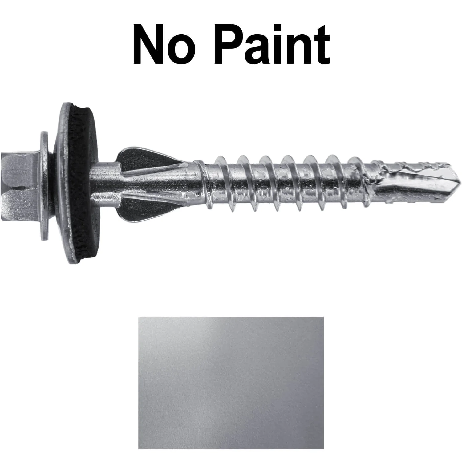12 X 1-1/2" PFP STAINLESS STEEL Fastener - 1/4" Washer Hex Head - #3 Drill Point Tip -  For Polycarbonite, Fiberglass and PVC sheeting. Colored head. - Image 44