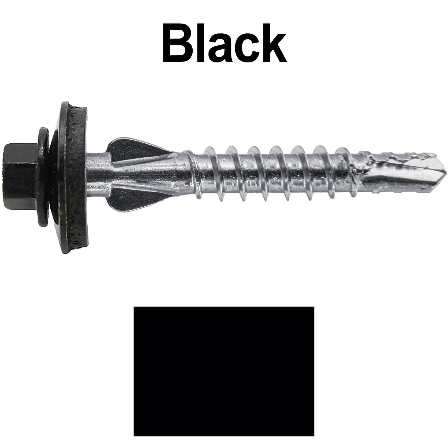 12 X 1-1/2" PFP STAINLESS STEEL Fastener - 1/4" Washer Hex Head - #3 Drill Point Tip -  For Polycarbonite, Fiberglass and PVC sheeting. Colored head. - Image 49