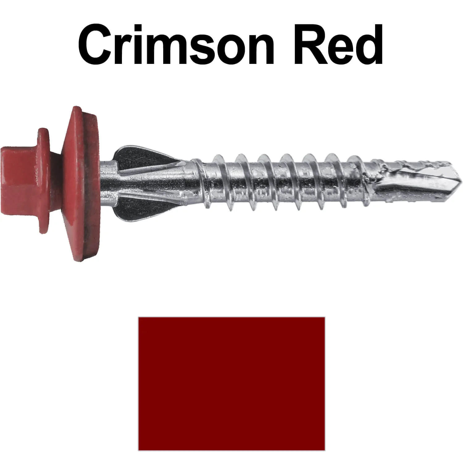 12 X 1-1/2" PFP STAINLESS STEEL Fastener - 1/4" Washer Hex Head - #3 Drill Point Tip -  For Polycarbonite, Fiberglass and PVC sheeting. Colored head. - Image 70