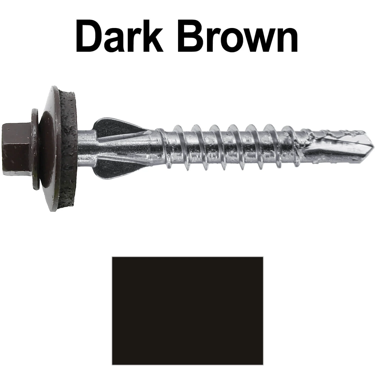 12 X 1-1/2" PFP STAINLESS STEEL Fastener - 1/4" Washer Hex Head - #3 Drill Point Tip -  For Polycarbonite, Fiberglass and PVC sheeting. Colored head. - Image 75