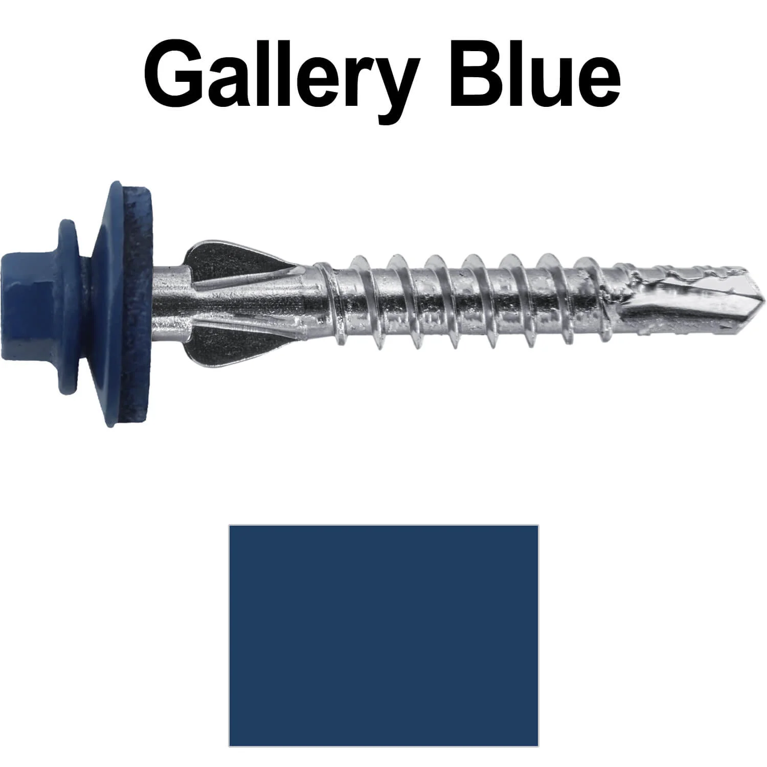 12 X 1-1/2" PFP STAINLESS STEEL Fastener - 1/4" Washer Hex Head - #3 Drill Point Tip -  For Polycarbonite, Fiberglass and PVC sheeting. Colored head. - Image 83