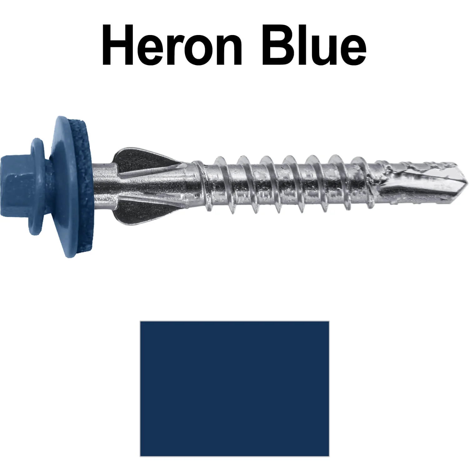 12 X 1-1/2" PFP STAINLESS STEEL Fastener - 1/4" Washer Hex Head - #3 Drill Point Tip -  For Polycarbonite, Fiberglass and PVC sheeting. Colored head. - Image 89