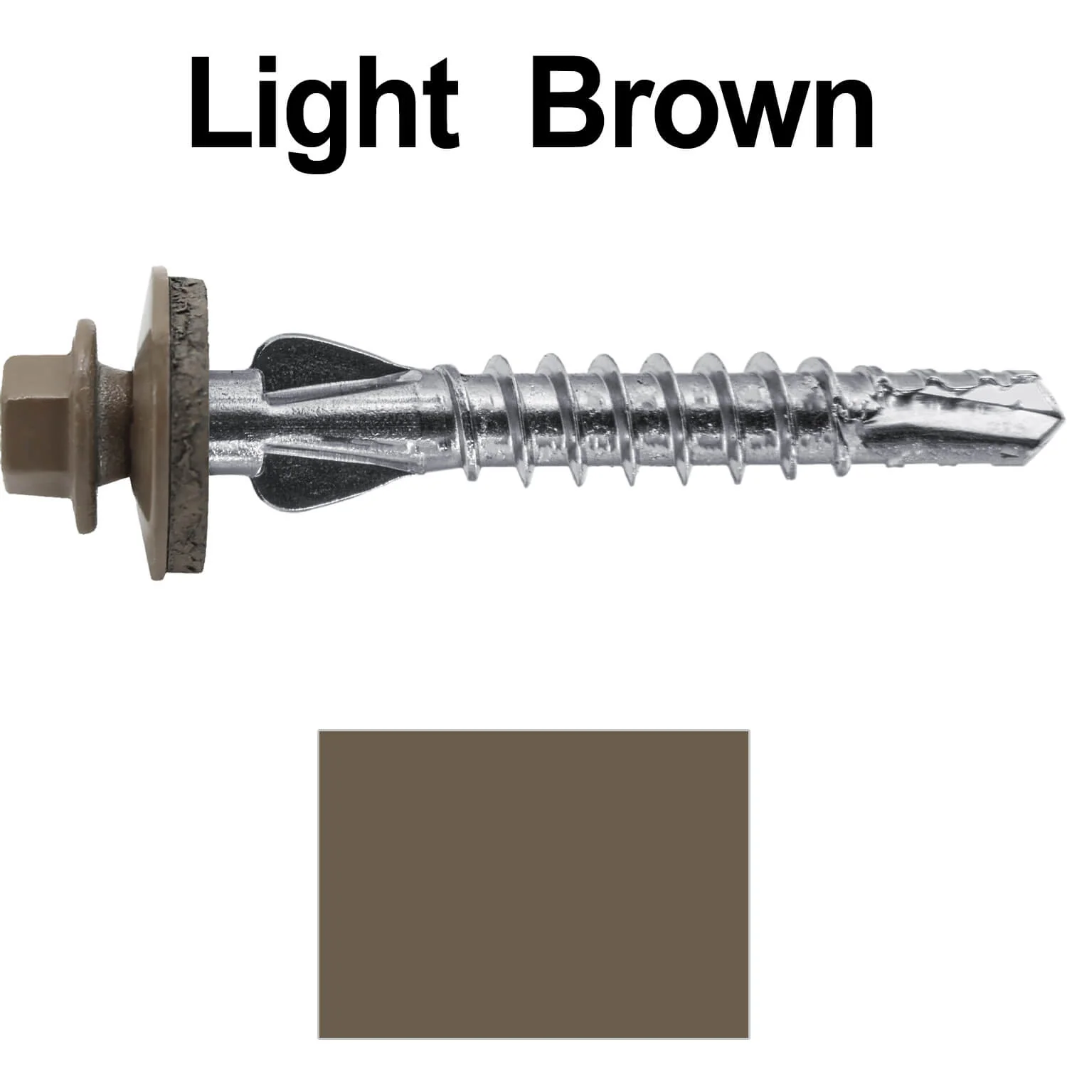 12 X 1-1/2" PFP STAINLESS STEEL Fastener - 1/4" Washer Hex Head - #3 Drill Point Tip -  For Polycarbonite, Fiberglass and PVC sheeting. Colored head. - Image 95