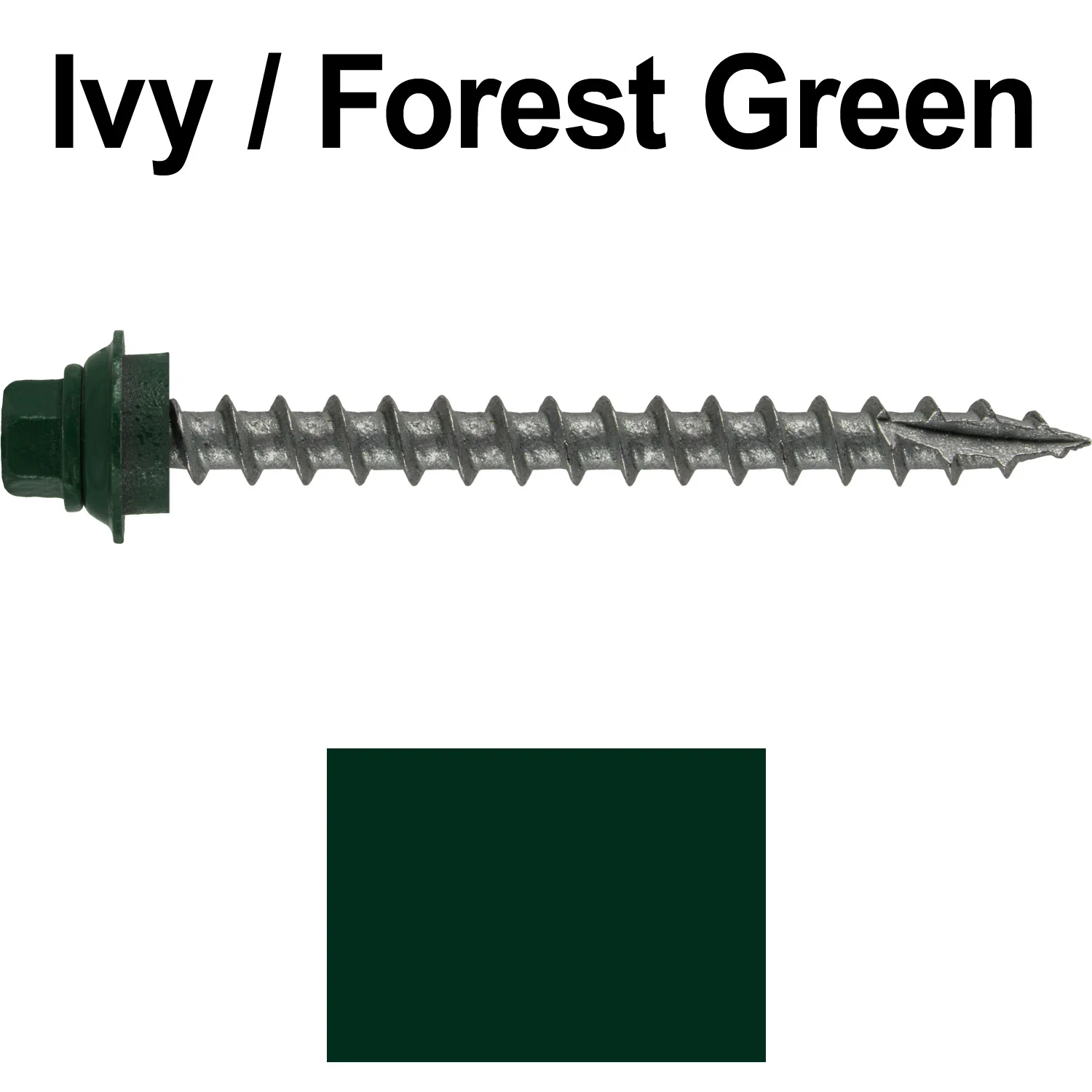 12 X 2-1/2" Metal Roofing Screws For OSB and Plywood - Galvanized Metal to Wood Type 17 Tip - 1/4" Hex Head - Assembled EPDM Washer - Image 110
