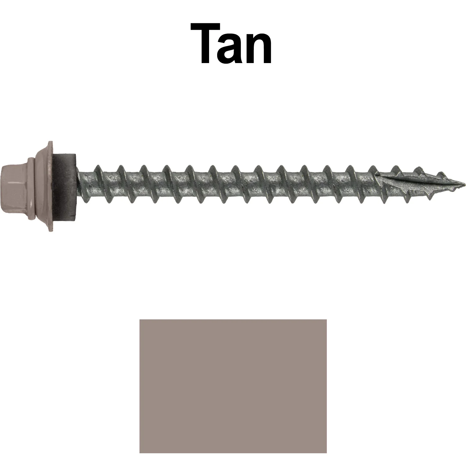 12 X 2-1/2" Metal Roofing Screws For OSB and Plywood - Galvanized Metal to Wood Type 17 Tip - 1/4" Hex Head - Assembled EPDM Washer - Image 123