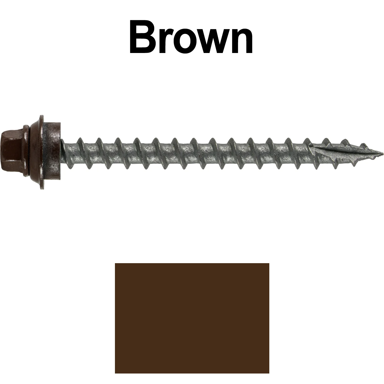 12 X 2-1/2" Metal Roofing Screws For OSB and Plywood - Galvanized Metal to Wood Type 17 Tip - 1/4" Hex Head - Assembled EPDM Washer - Image 46