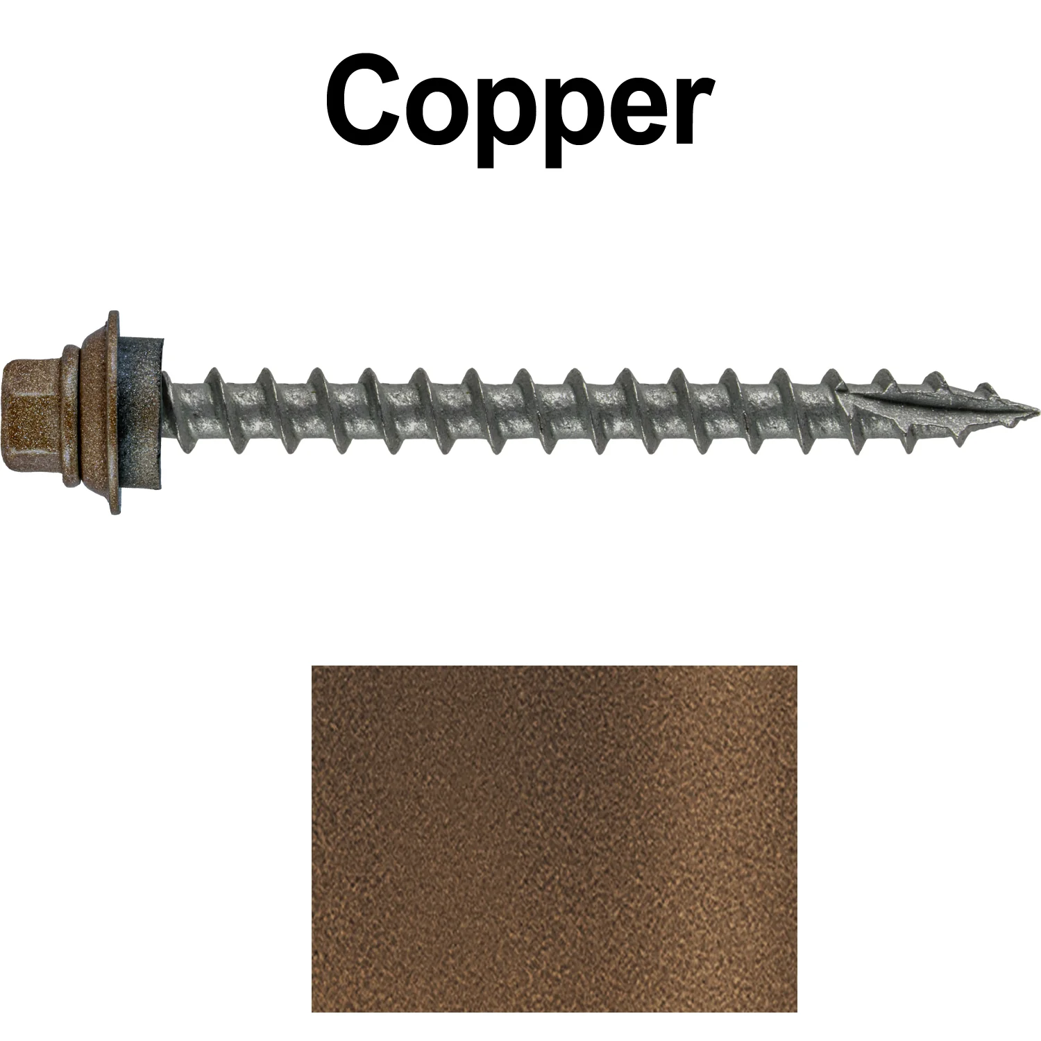 12 X 2-1/2" Metal Roofing Screws For OSB and Plywood - Galvanized Metal to Wood Type 17 Tip - 1/4" Hex Head - Assembled EPDM Washer - Image 58