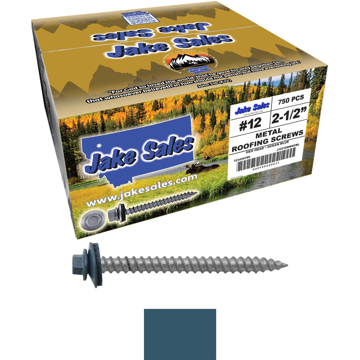 #12 x 2-1/2" RE-GRIP METAL ROOFING SCREWS - Hex Washer Head - Self starting/self tapping - EPDM washer. Colored head. - Image 102