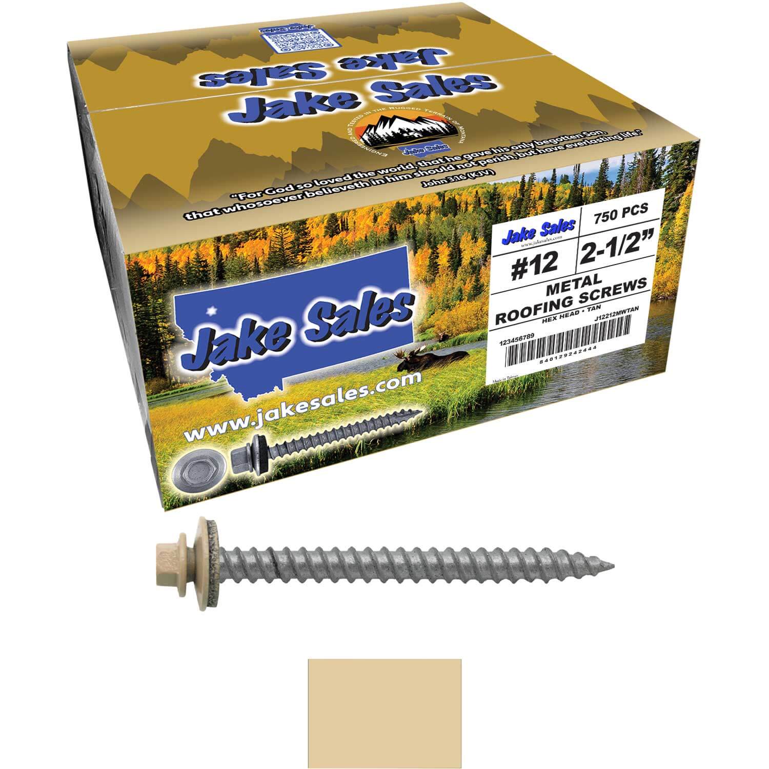 #12 x 2-1/2" RE-GRIP METAL ROOFING SCREWS - Hex Washer Head - Self starting/self tapping - EPDM washer. Colored head. - Image 116