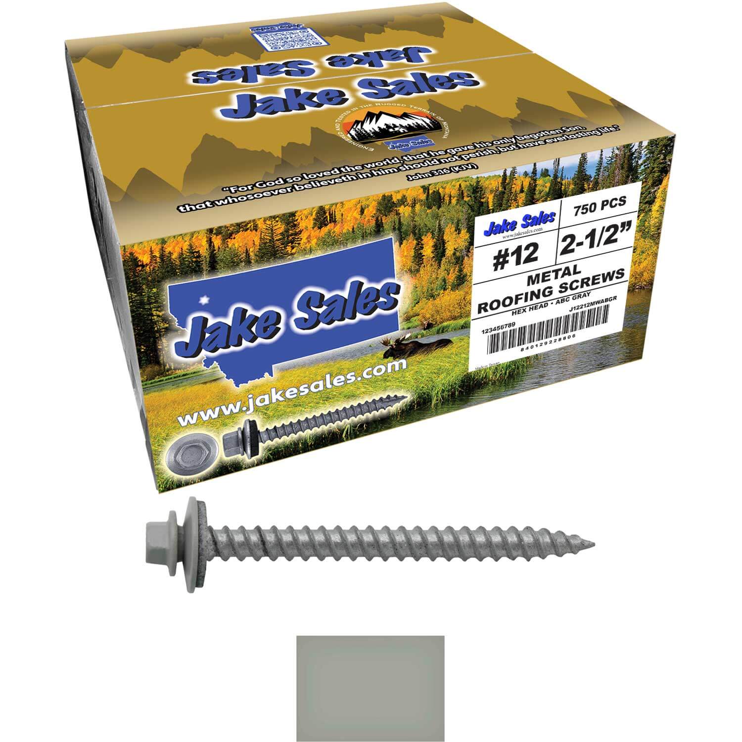 #12 x 2-1/2" RE-GRIP METAL ROOFING SCREWS - Hex Washer Head - Self starting/self tapping - EPDM washer. Colored head. - Image 117
