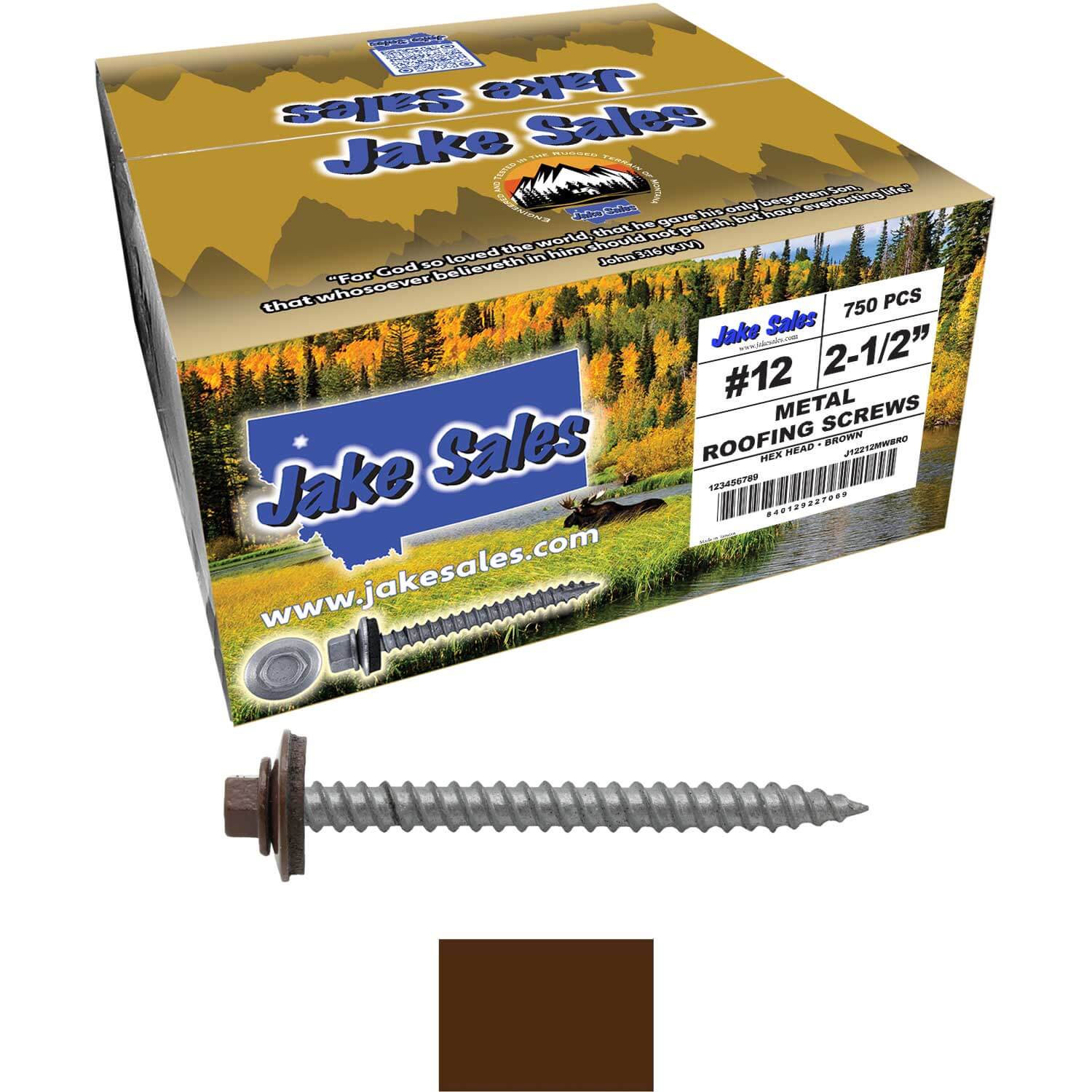 #12 x 2-1/2" RE-GRIP METAL ROOFING SCREWS - Hex Washer Head - Self starting/self tapping - EPDM washer. Colored head. - Image 124