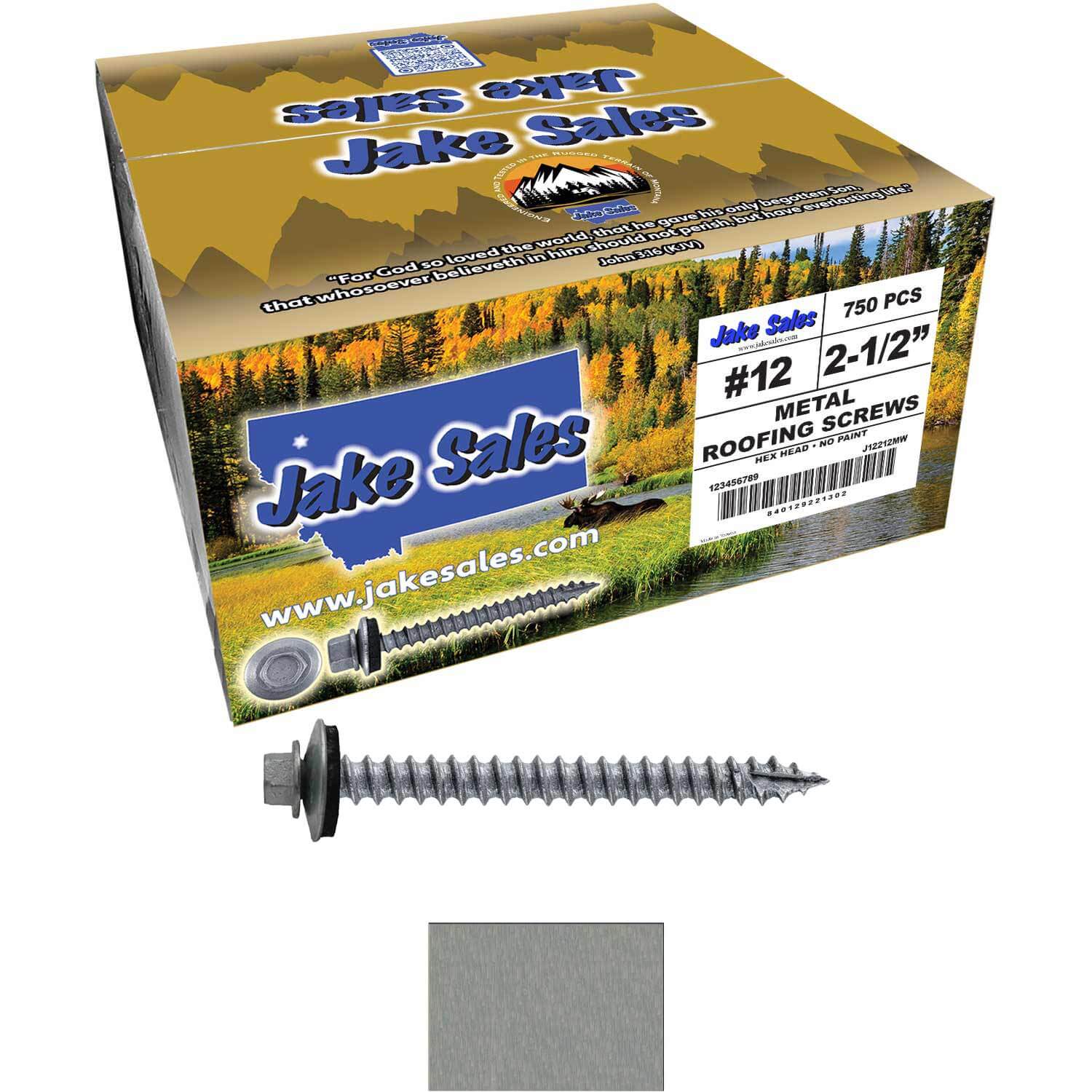 #12 x 2-1/2" RE-GRIP METAL ROOFING SCREWS - Hex Washer Head - Self starting/self tapping - EPDM washer. Colored head. - Image 45