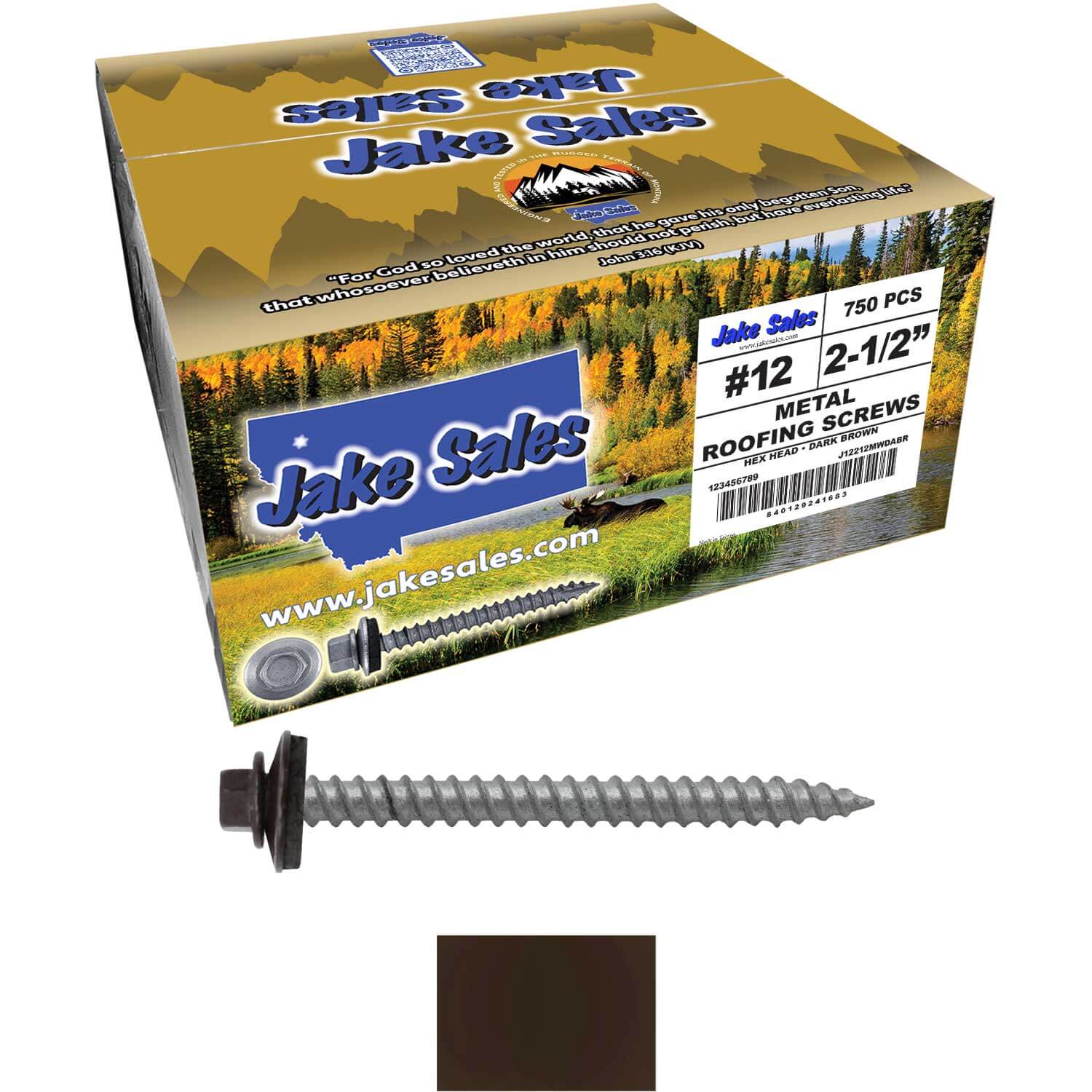 #12 x 2-1/2" RE-GRIP METAL ROOFING SCREWS - Hex Washer Head - Self starting/self tapping - EPDM washer. Colored head. - Image 55