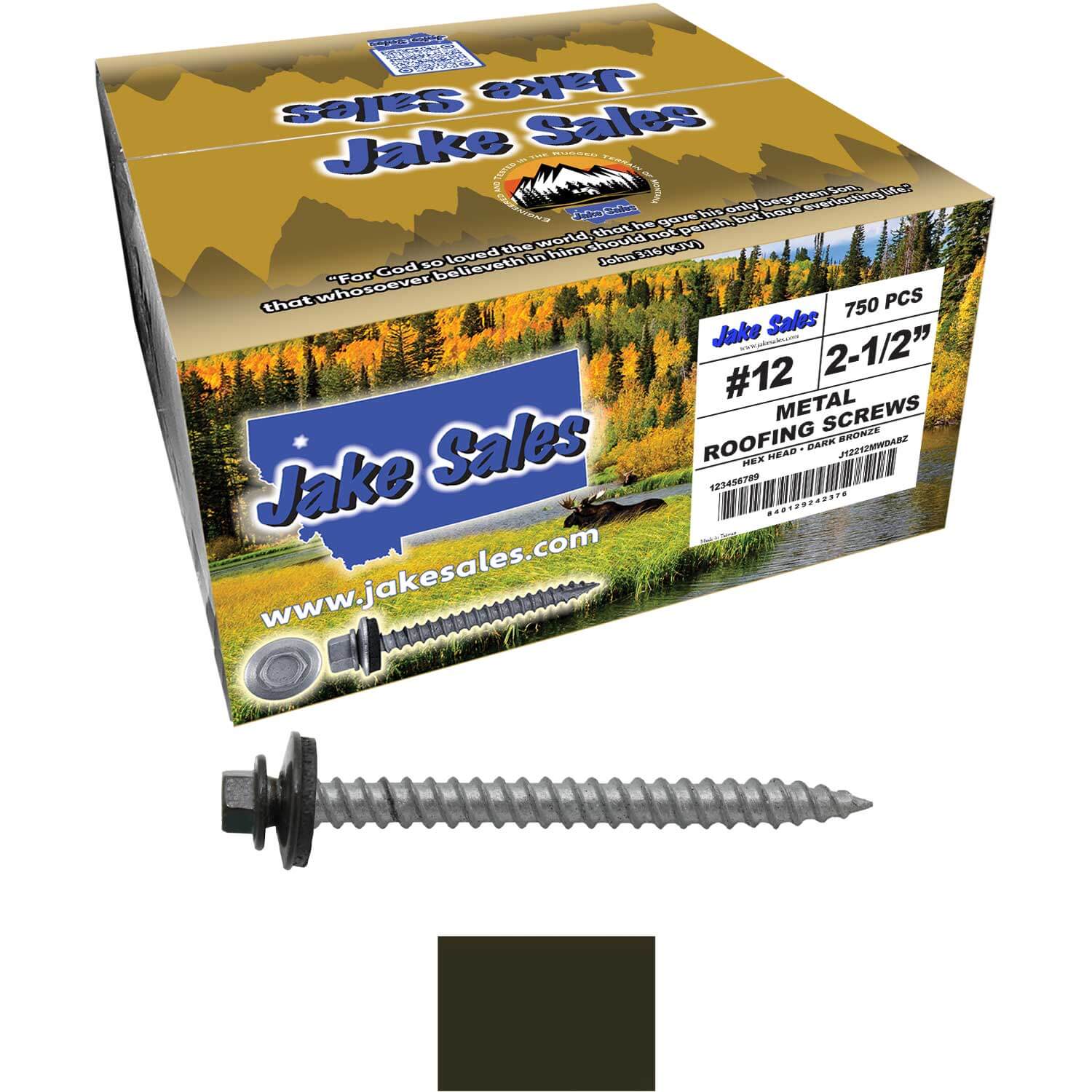 #12 x 2-1/2" RE-GRIP METAL ROOFING SCREWS - Hex Washer Head - Self starting/self tapping - EPDM washer. Colored head. - Image 81