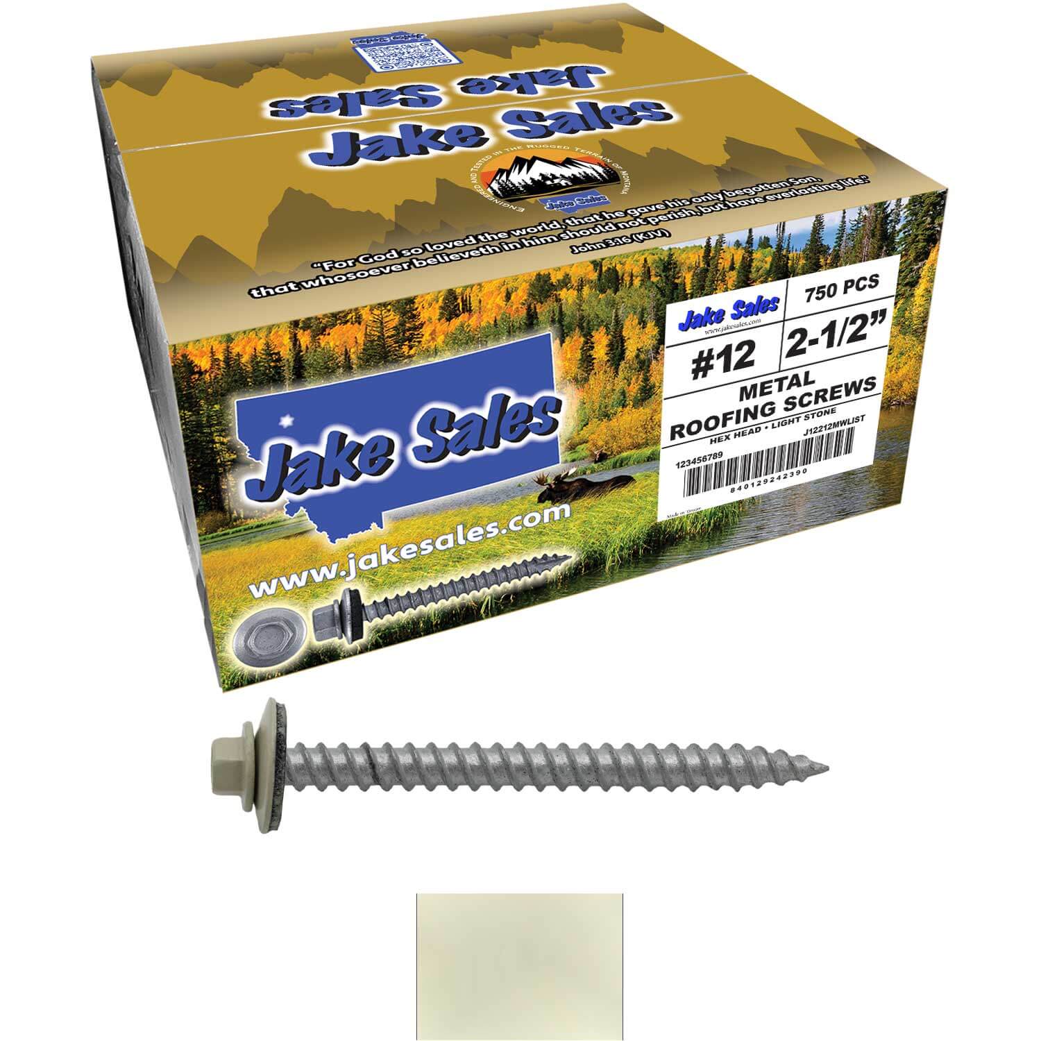 #12 x 2-1/2" RE-GRIP METAL ROOFING SCREWS - Hex Washer Head - Self starting/self tapping - EPDM washer. Colored head. - Image 98