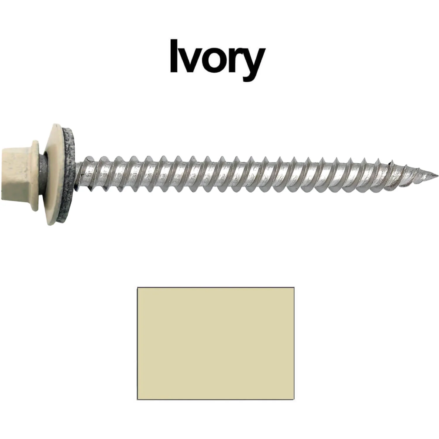 12 x 2-1/2" Stainless Steel Metal Roofing Screw - Hex Washer Head - Self starting/self tapping - EPDM washer. Colored head. - Image 29