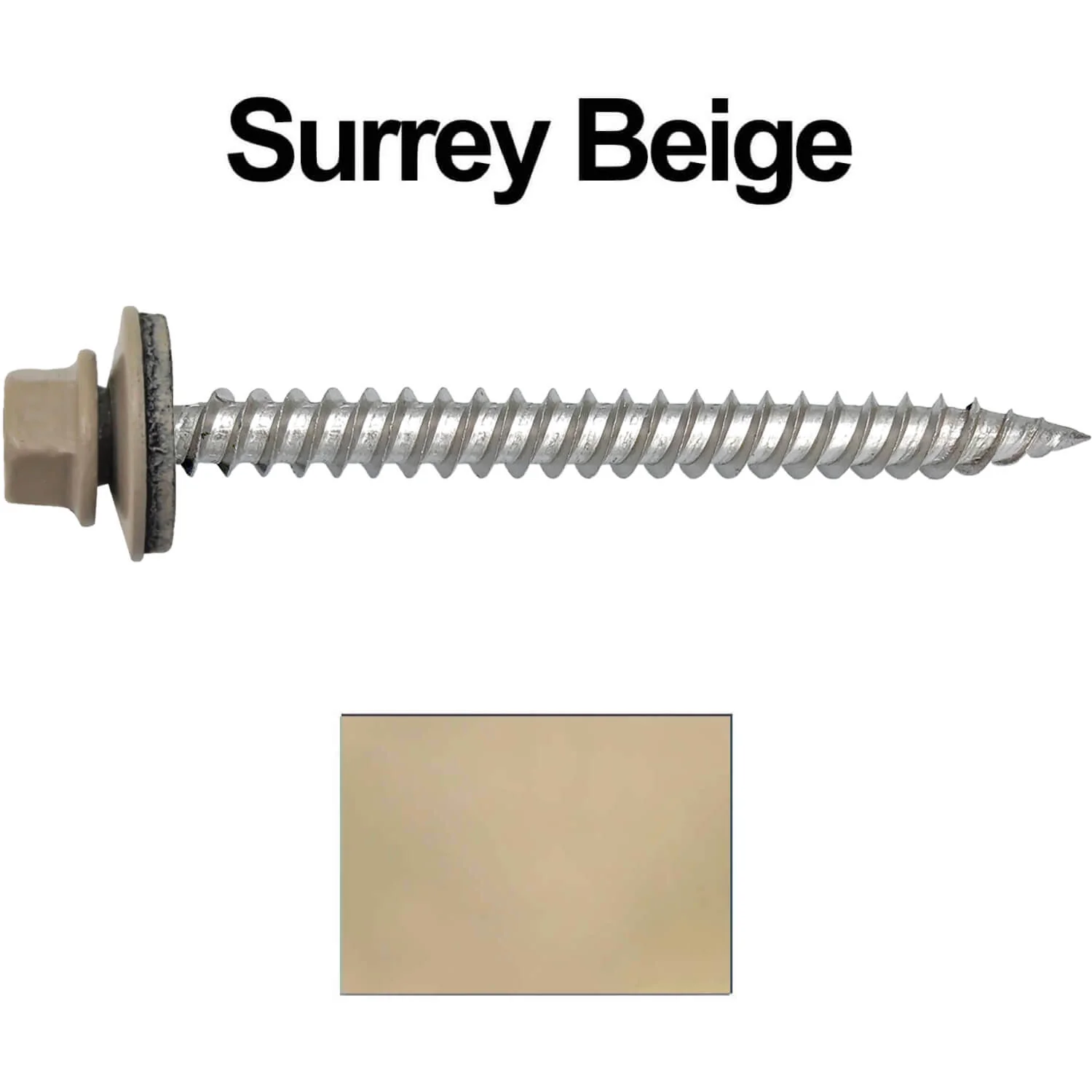 12 x 2-1/2" Stainless Steel Metal Roofing Screw - Hex Washer Head - Self starting/self tapping - EPDM washer. Colored head. - Image 42