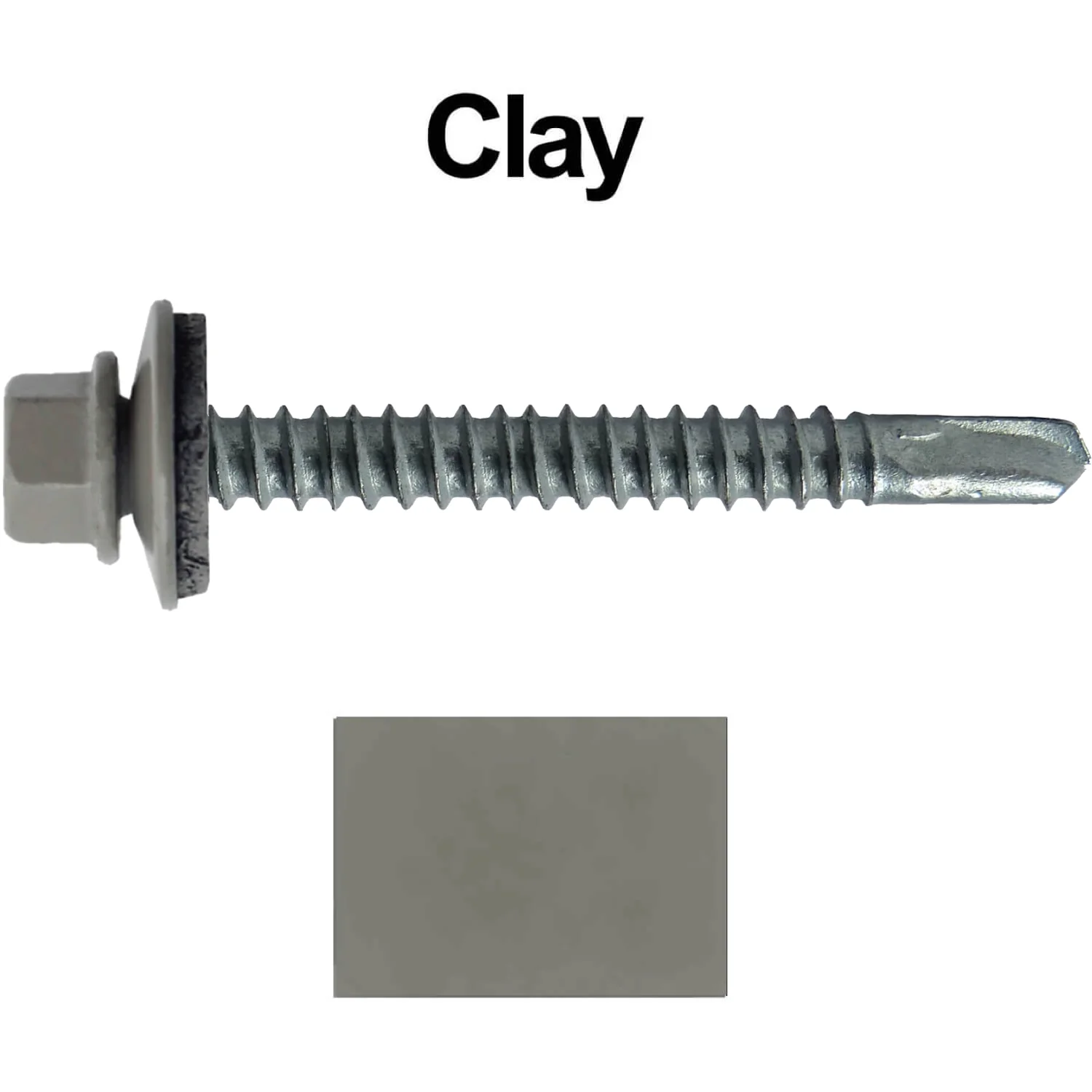 #12 x 2-1/2" Metal to Metal Type #3 Metal Roofing Screws - Hex Head Drill Point - 9/16" EPDM Washer. Colored head. - Image 64