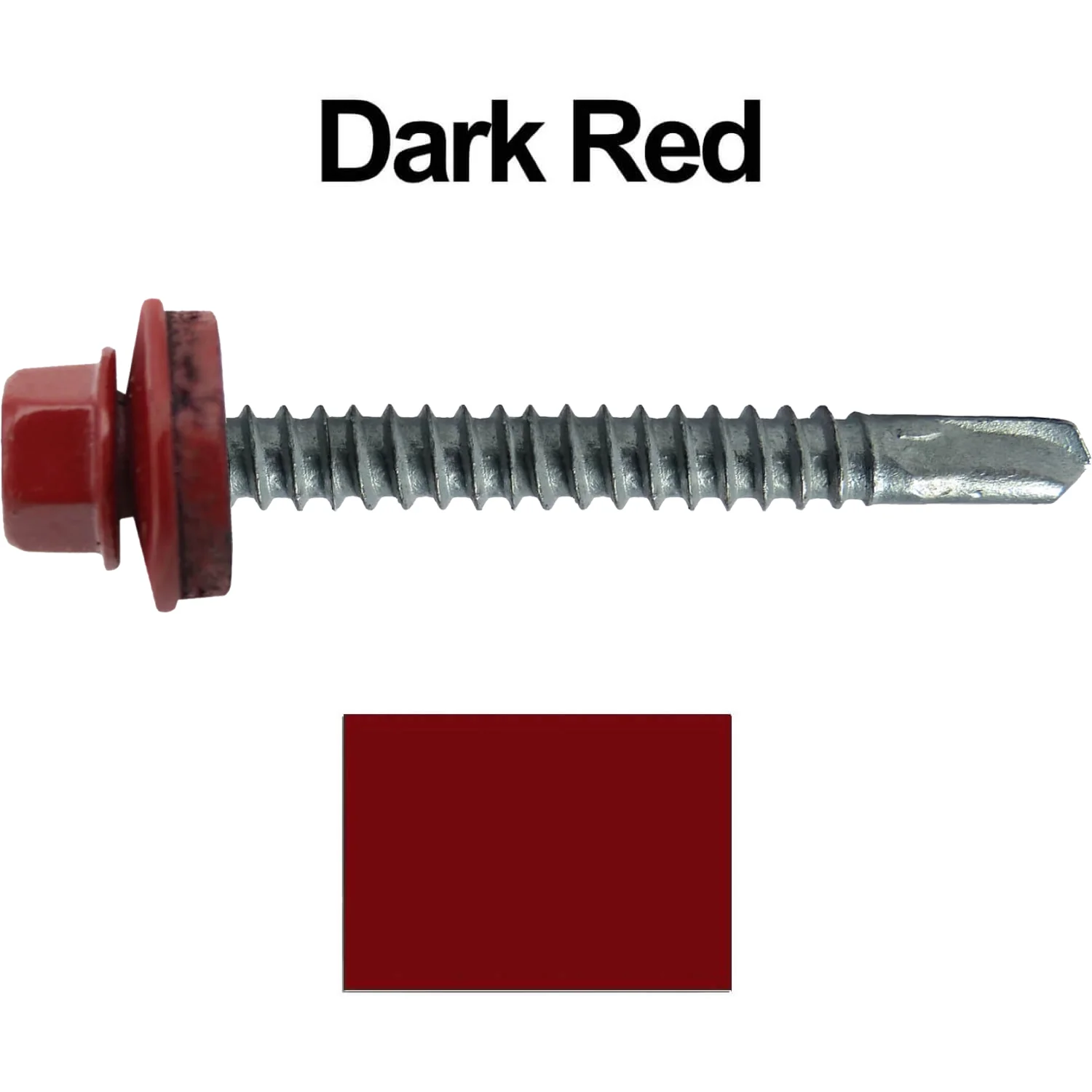 #12 x 2-1/2" Metal to Metal Type #3 Metal Roofing Screws - Hex Head Drill Point - 9/16" EPDM Washer. Colored head. - Image 79