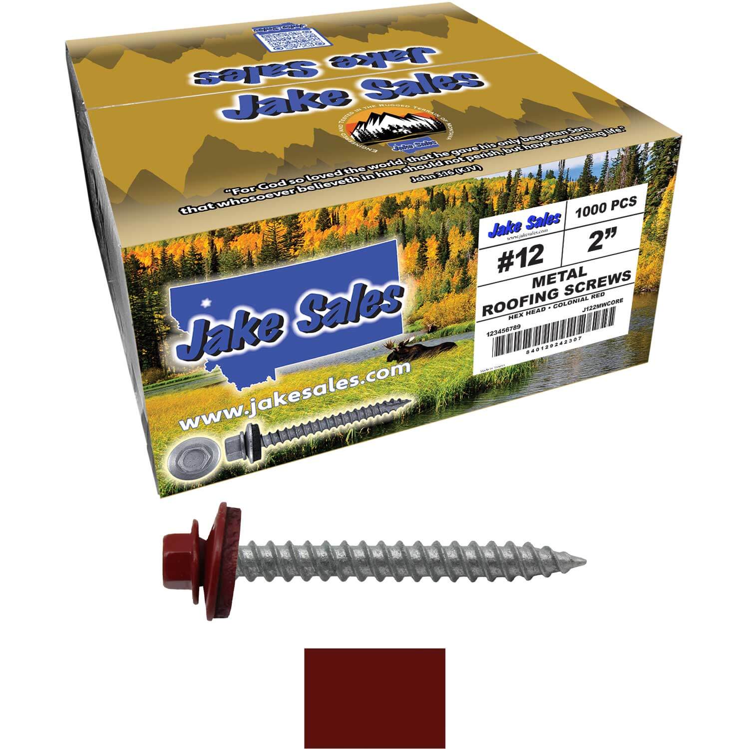 #12 x 2" RE-GRIP METAL ROOFING SCREWS - Hex Washer Head - Self starting/self tapping - EPDM washer. Colored head. - Image 106