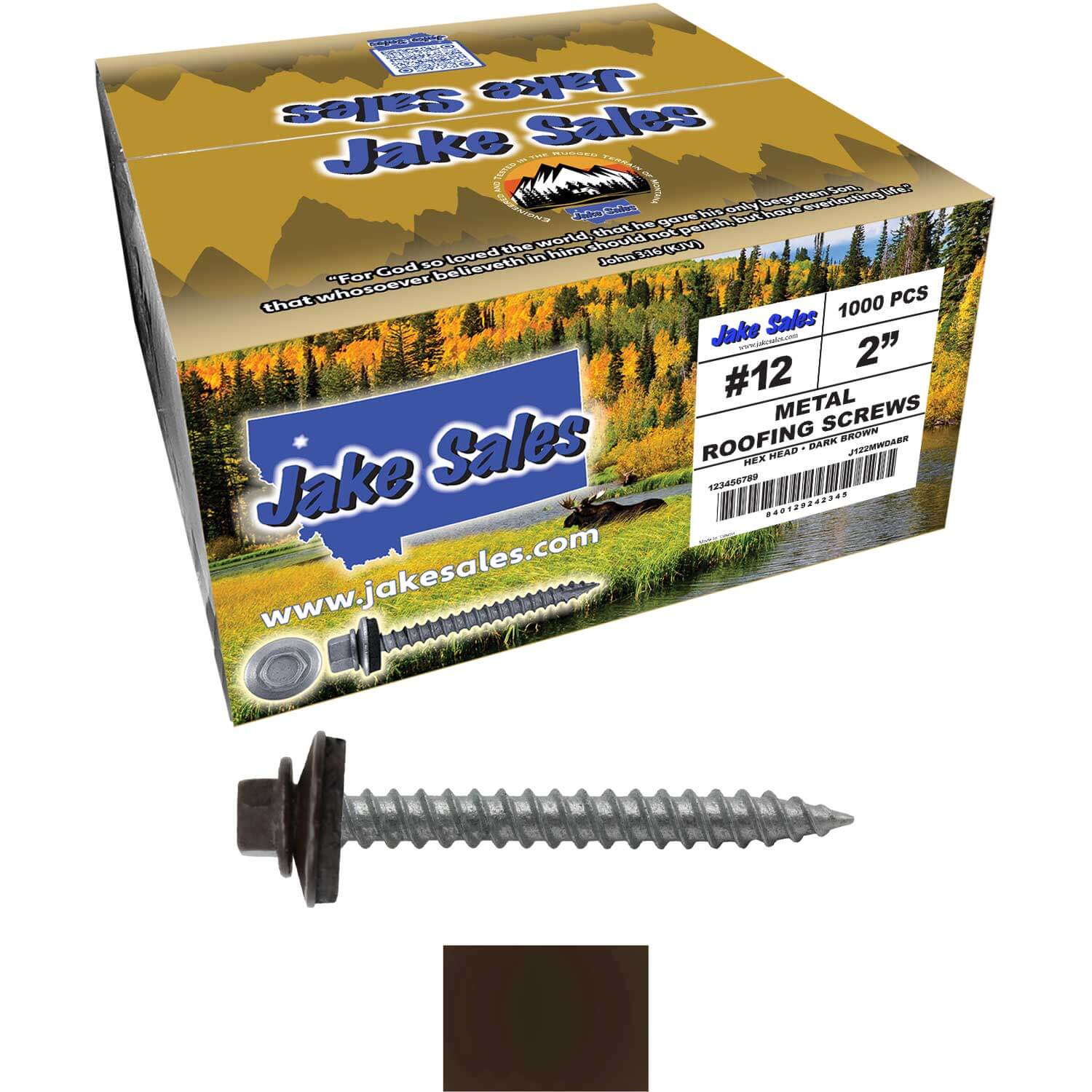 #12 x 2" RE-GRIP METAL ROOFING SCREWS - Hex Washer Head - Self starting/self tapping - EPDM washer. Colored head. - Image 117
