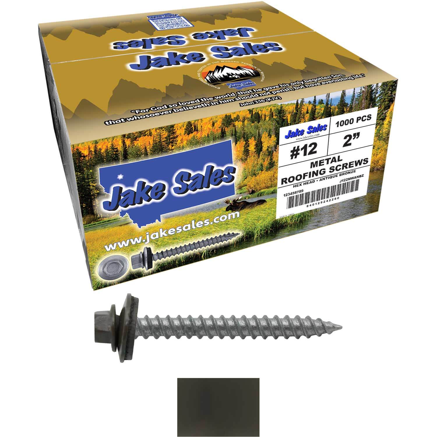 #12 x 2" RE-GRIP METAL ROOFING SCREWS - Hex Washer Head - Self starting/self tapping - EPDM washer. Colored head. - Image 97