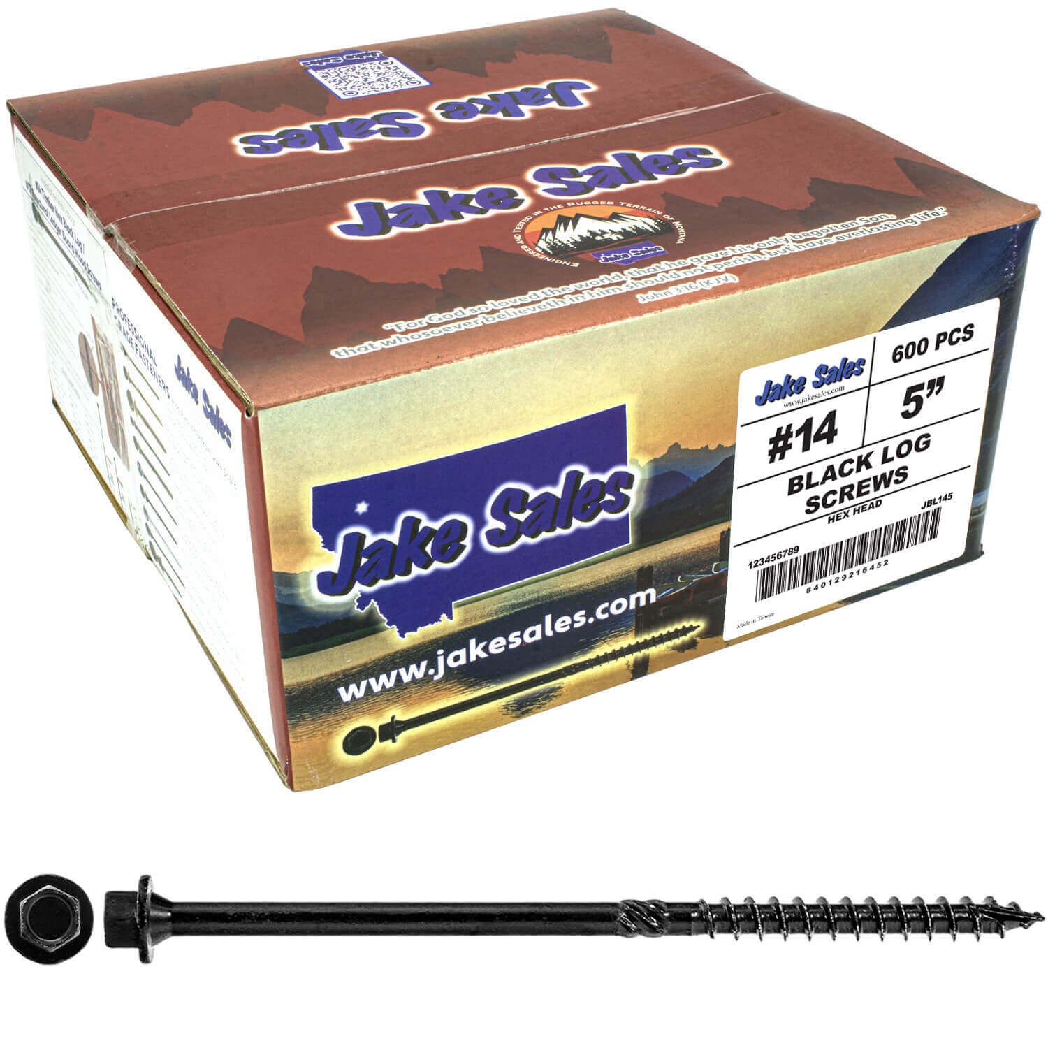 #14 Heavy-Duty Black Timber, Log & Structural Wood Screws - Exterior Coated - Use for Fastening Ledger Boards, Large Timbers, Logs and more. - Image 109