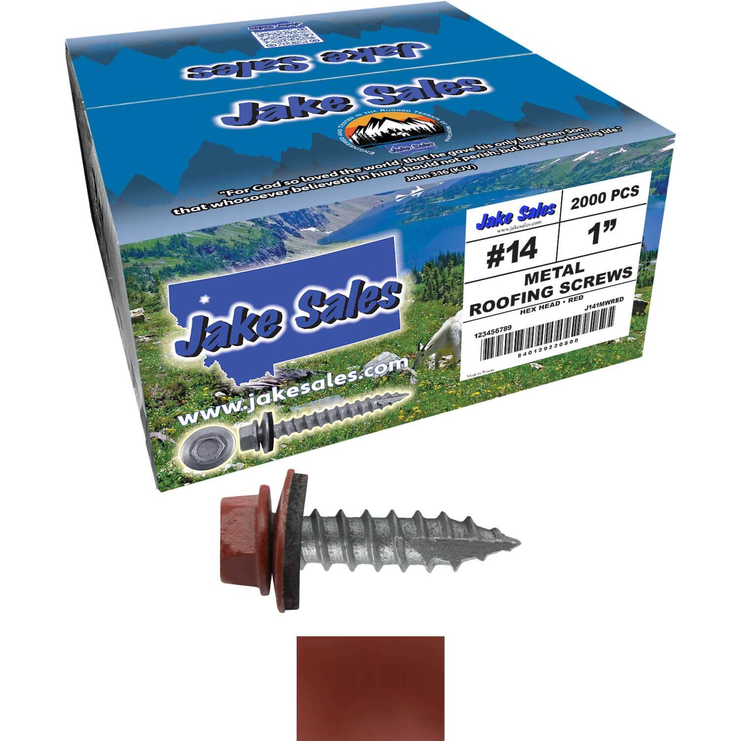 #14 x 1" Metal ROOFING SCREWS - Hex Washer Head - Self starting/self tapping - EPDM washer. Colored head. - Image 112