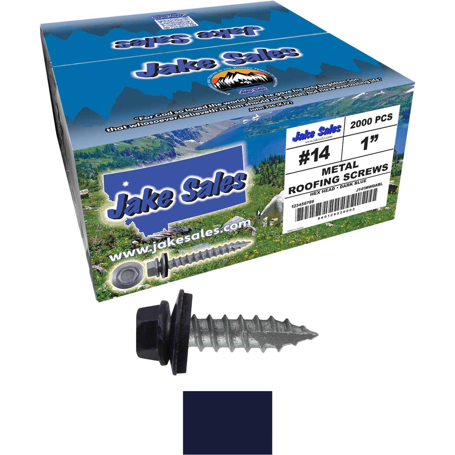#14 x 1" Metal ROOFING SCREWS - Hex Washer Head - Self starting/self tapping - EPDM washer. Colored head. - Image 120