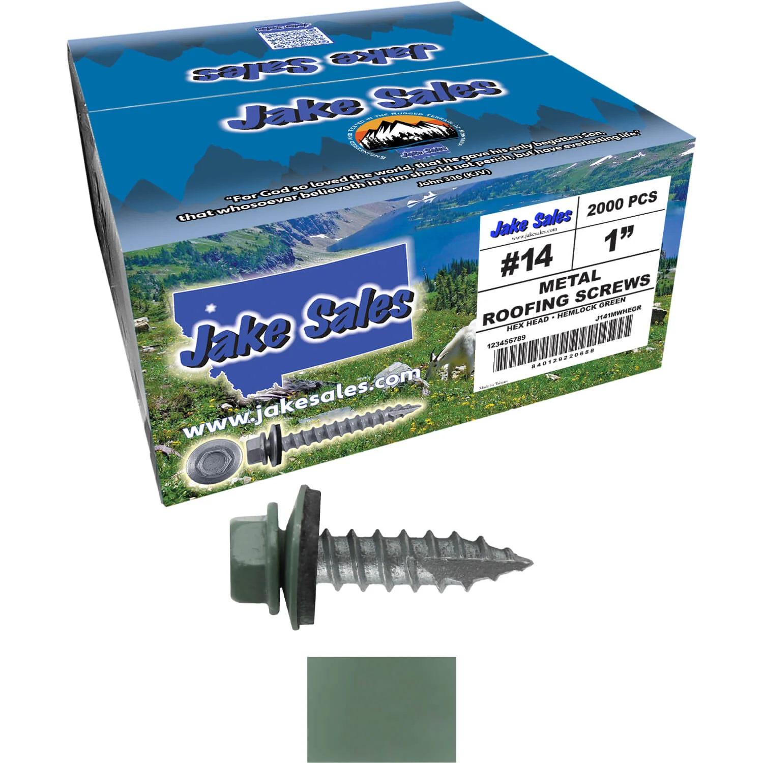 #14 x 1" Metal ROOFING SCREWS - Hex Washer Head - Self starting/self tapping - EPDM washer. Colored head. - Image 122