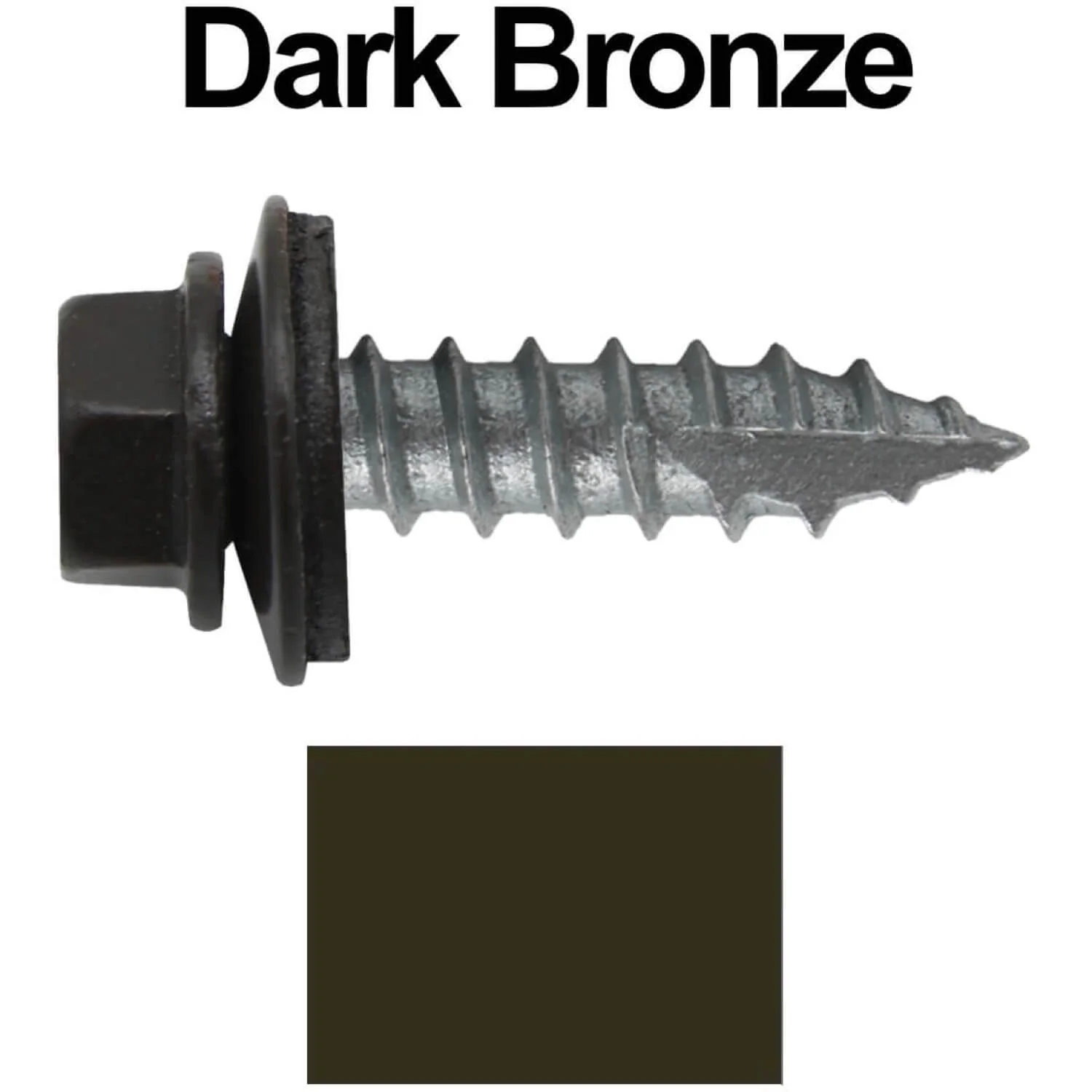 #14 x 1" Metal ROOFING SCREWS - Hex Washer Head - Self starting/self tapping - EPDM washer. Colored head. - Image 18