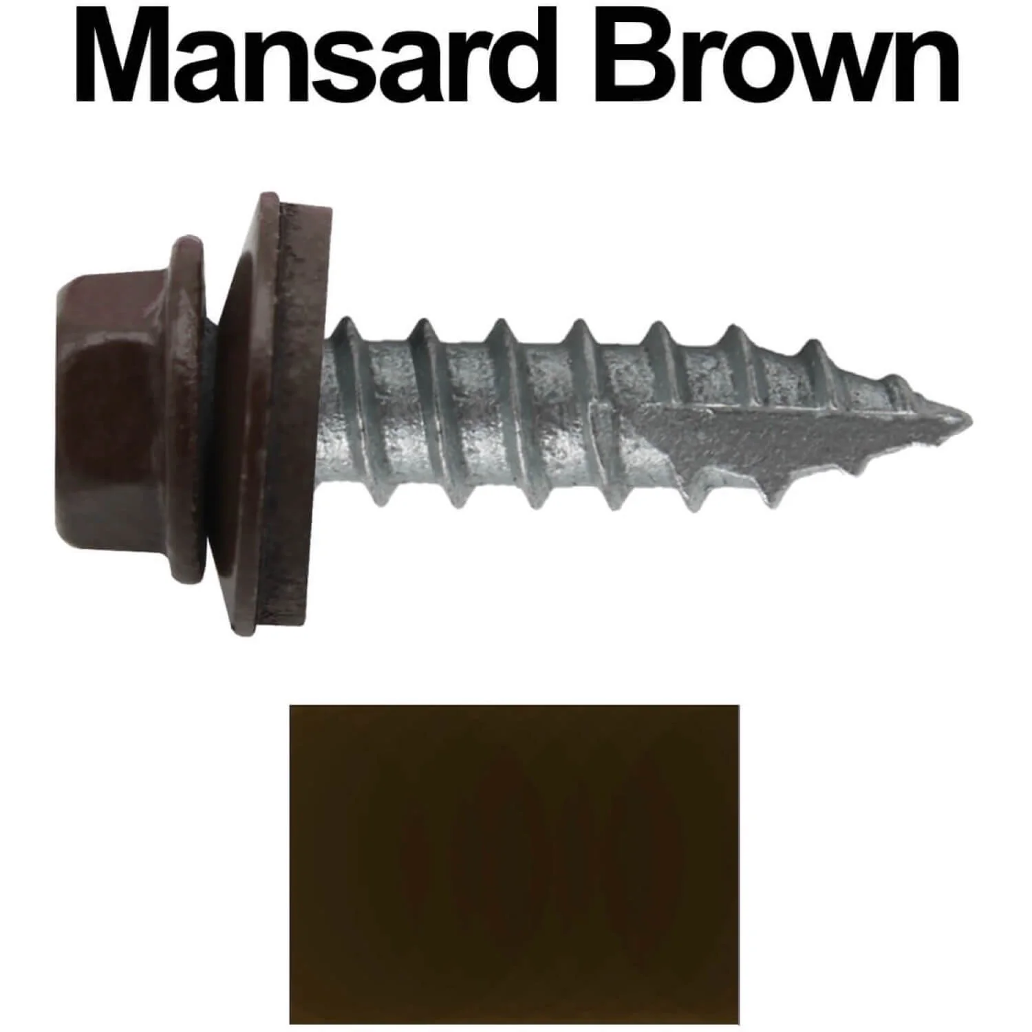 #14 x 1" Metal ROOFING SCREWS - Hex Washer Head - Self starting/self tapping - EPDM washer. Colored head. - Image 30