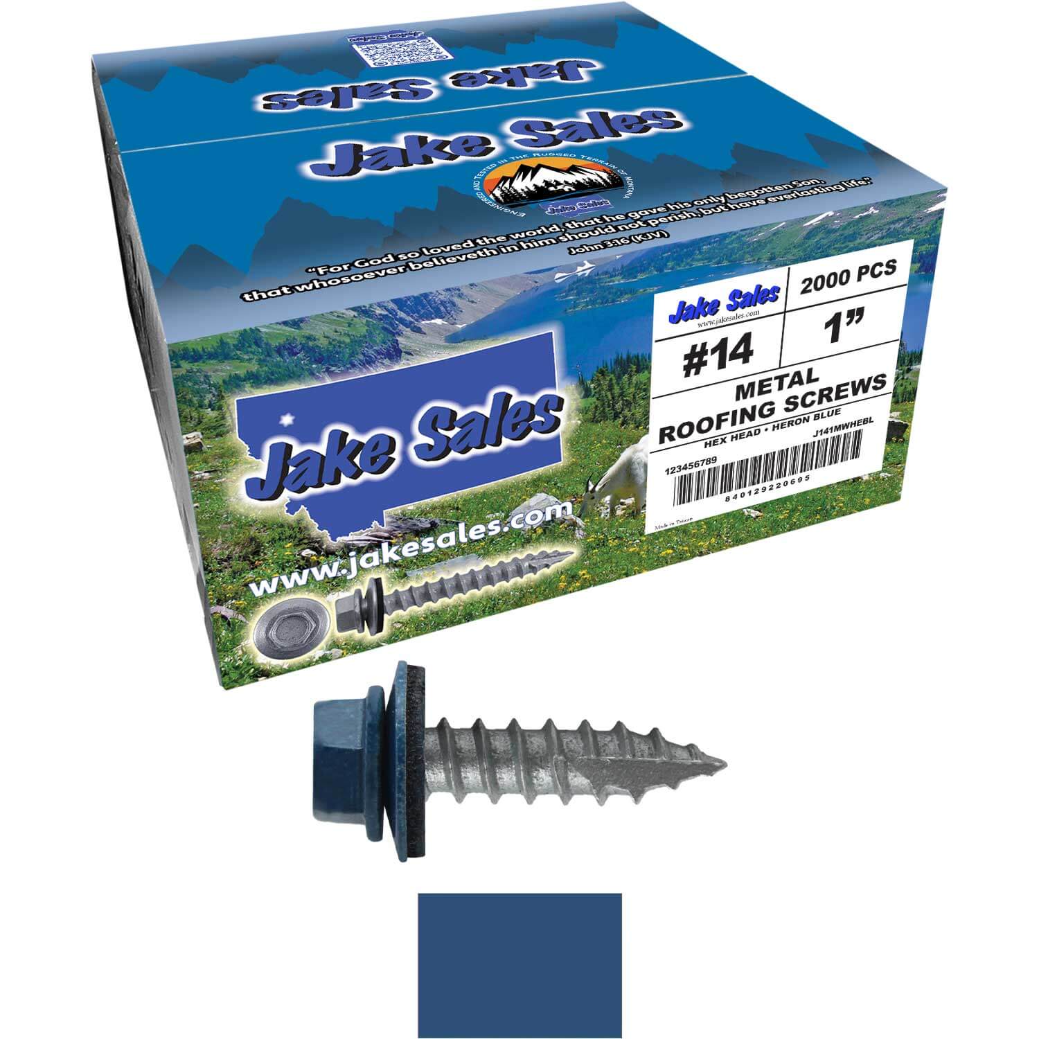 #14 x 1" Metal ROOFING SCREWS - Hex Washer Head - Self starting/self tapping - EPDM washer. Colored head. - Image 56