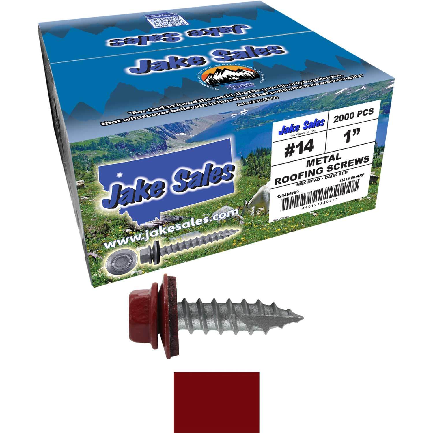 #14 x 1" Metal ROOFING SCREWS - Hex Washer Head - Self starting/self tapping - EPDM washer. Colored head. - Image 61