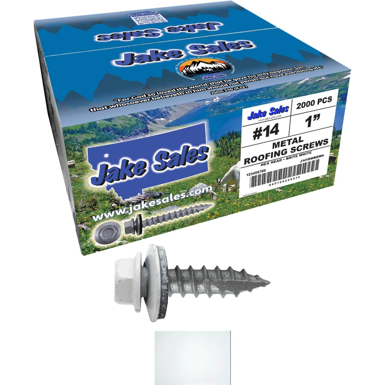 #14 x 1" Metal ROOFING SCREWS - Hex Washer Head - Self starting/self tapping - EPDM washer. Colored head. - Image 72