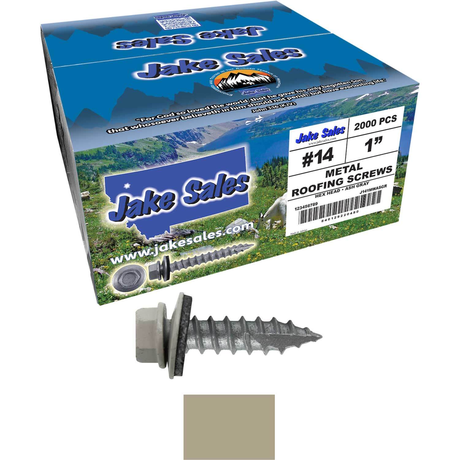 #14 x 1" Metal ROOFING SCREWS - Hex Washer Head - Self starting/self tapping - EPDM washer. Colored head. - Image 75