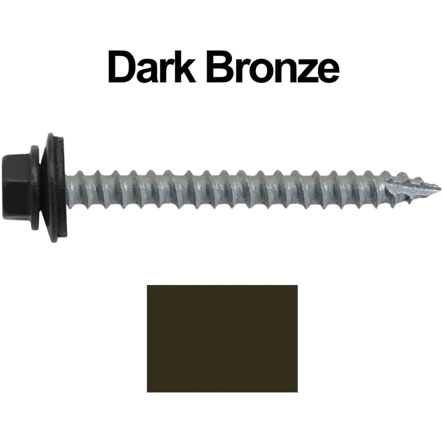 #14 x 2-1/2" Metal ROOFING SCREWS - Hex Washer Head - Self starting/self tapping - EPDM washer. Colored head. - Image 14