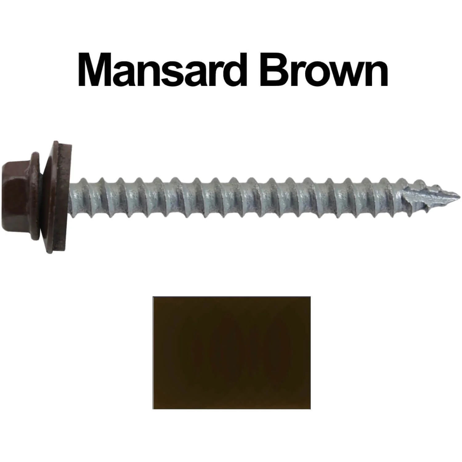 #14 x 2-1/2" Metal ROOFING SCREWS - Hex Washer Head - Self starting/self tapping - EPDM washer. Colored head. - Image 28